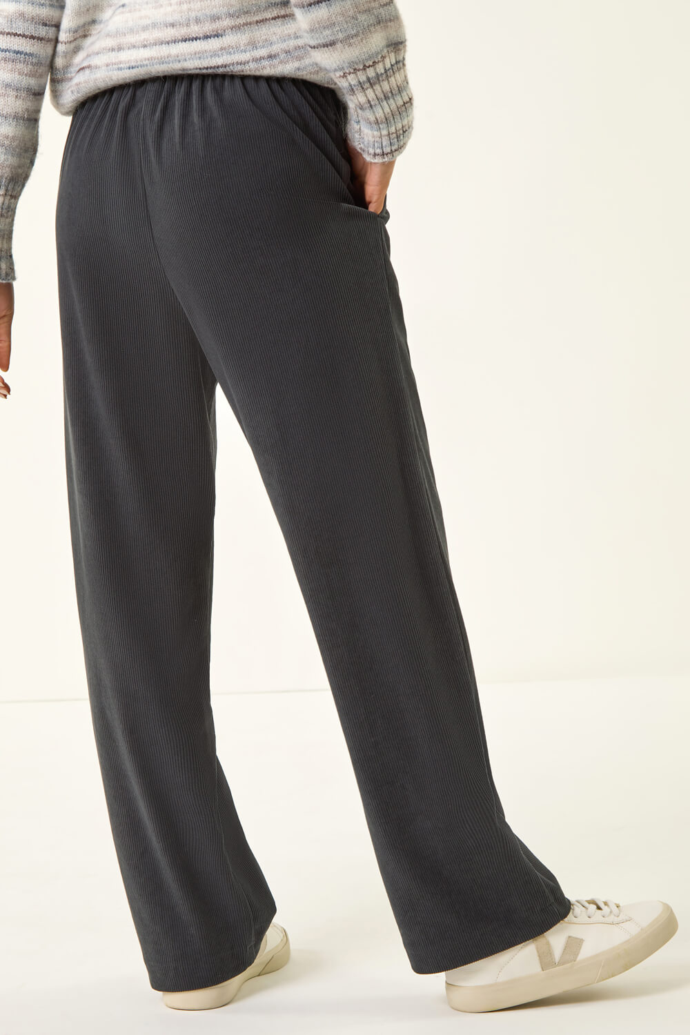 Grey Petite Cord Drawstring Trouser, Image 4 of 5