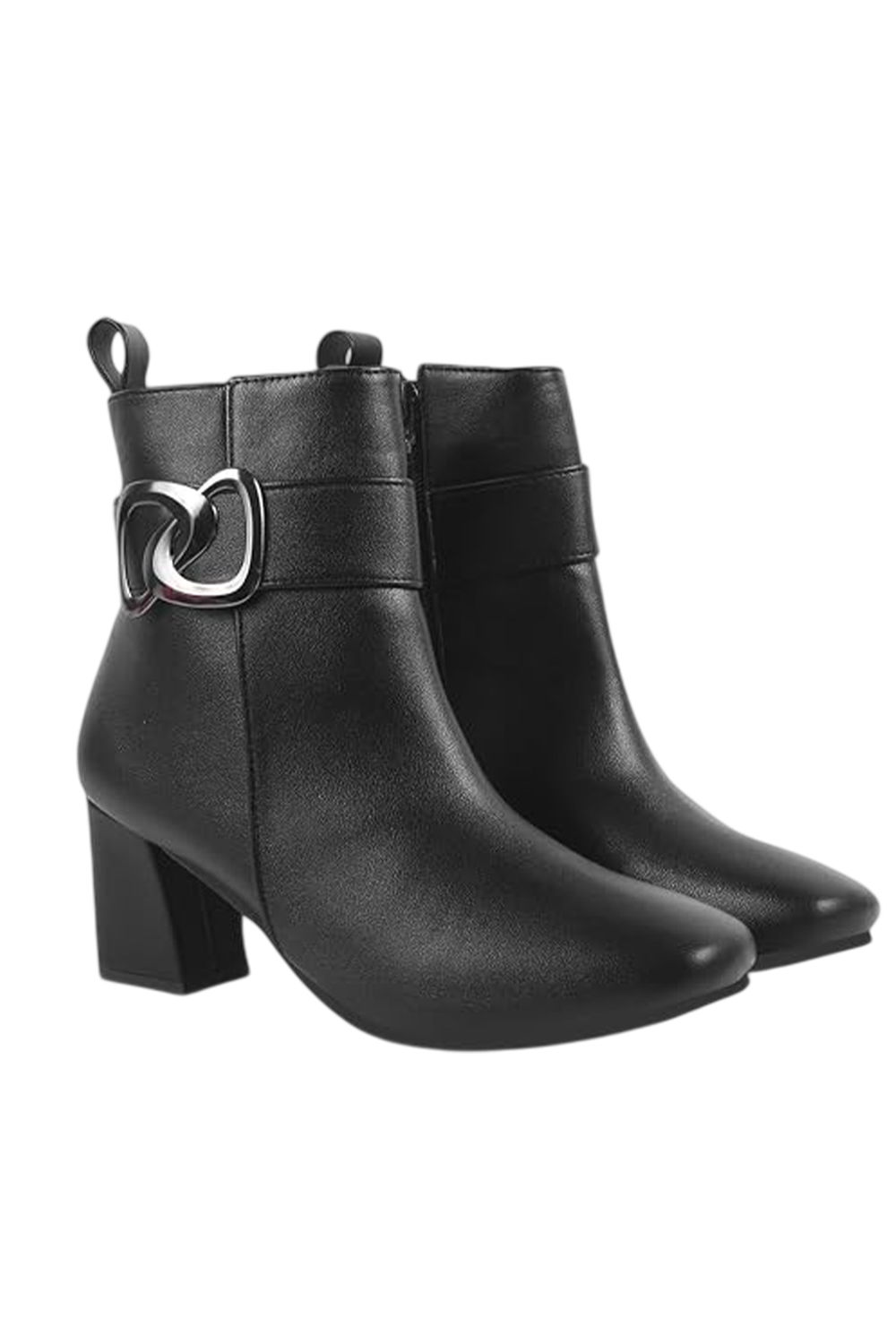 Black Adelaide Leather Block Heel Ankle Boots, Image 3 of 3