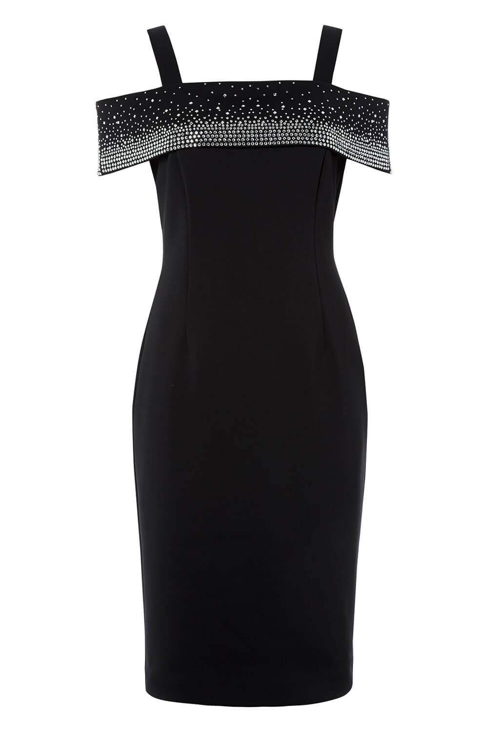 Black Hotfix Cold Shoulder Dress, Image 5 of 4
