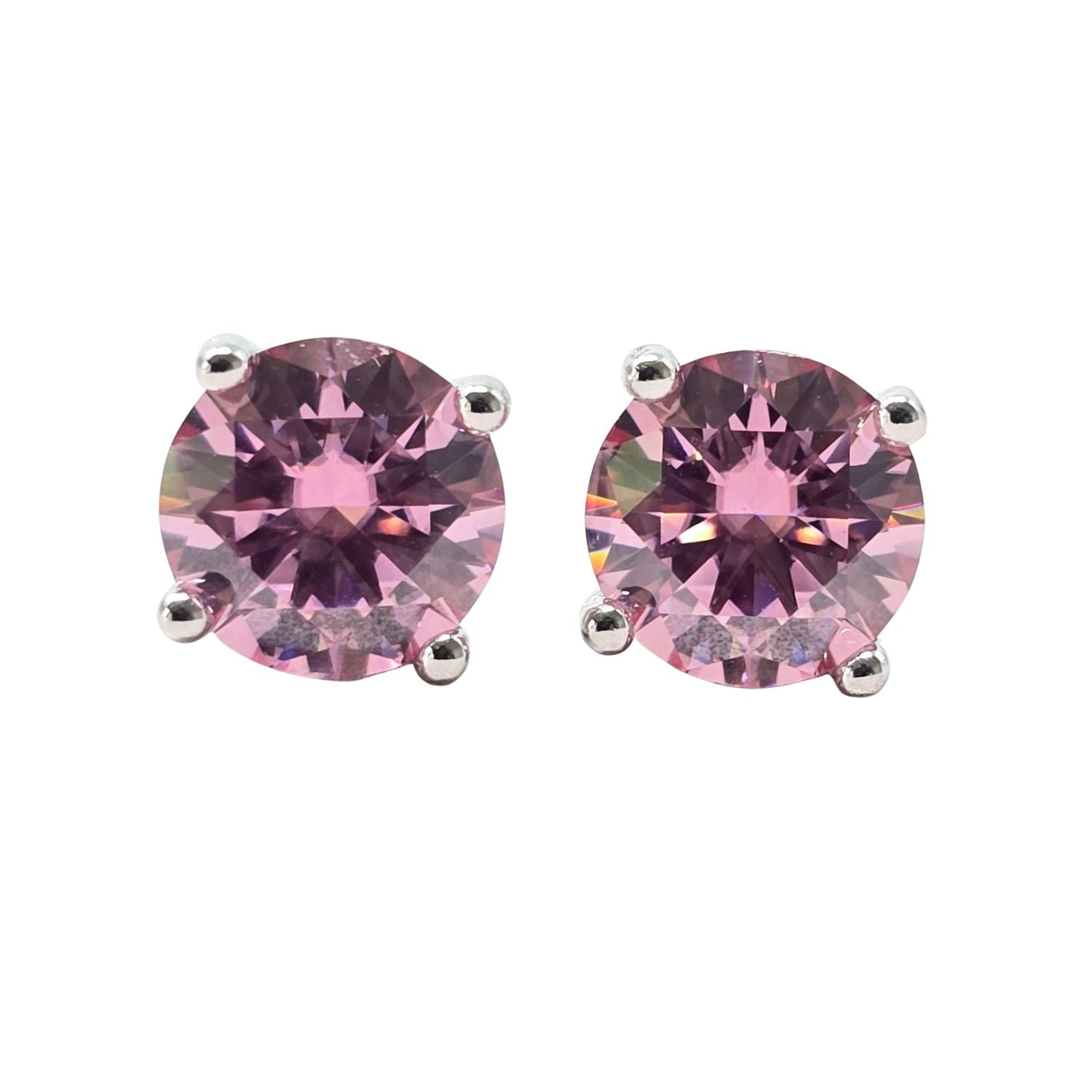 Pink Pink Tourmaline Moissanite Crystal Sterling Silver Earrings