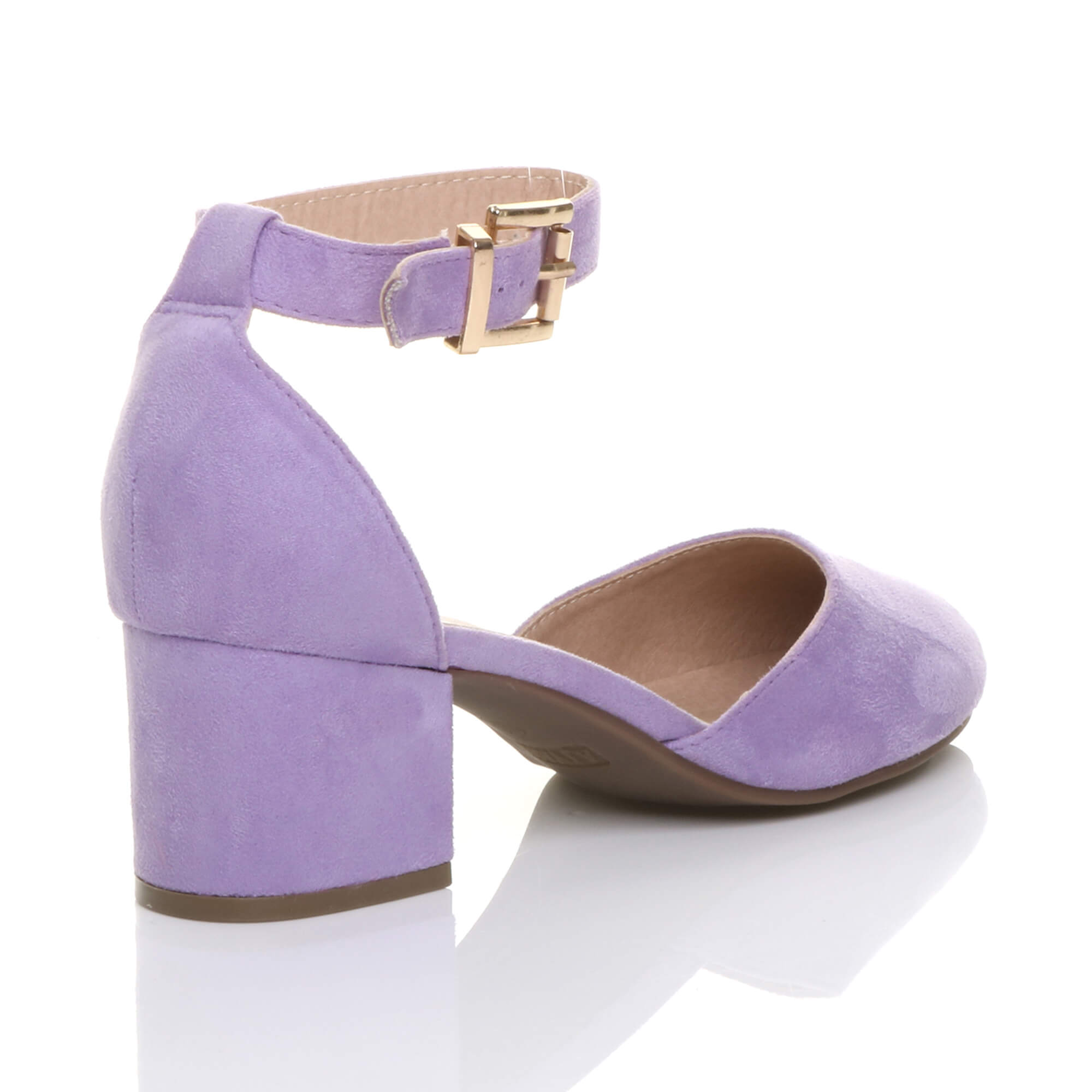 Lilac AJVANI Lilac Mid Block Heel Ankle Strap 2 Part Heels, Image 4 of 5