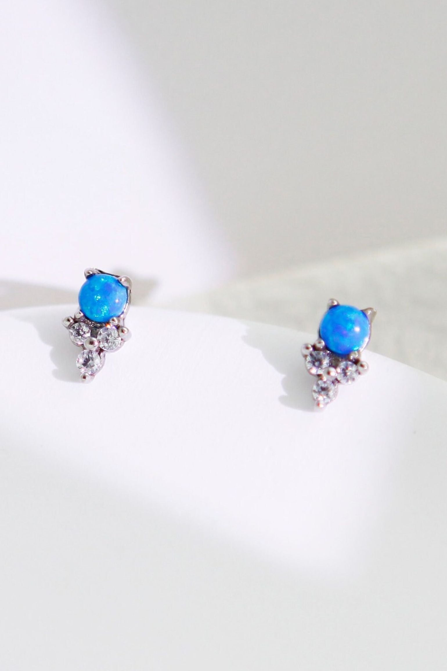 Silver Sterling Silver CZ Blue Tulip Studs, Image 1 of 2