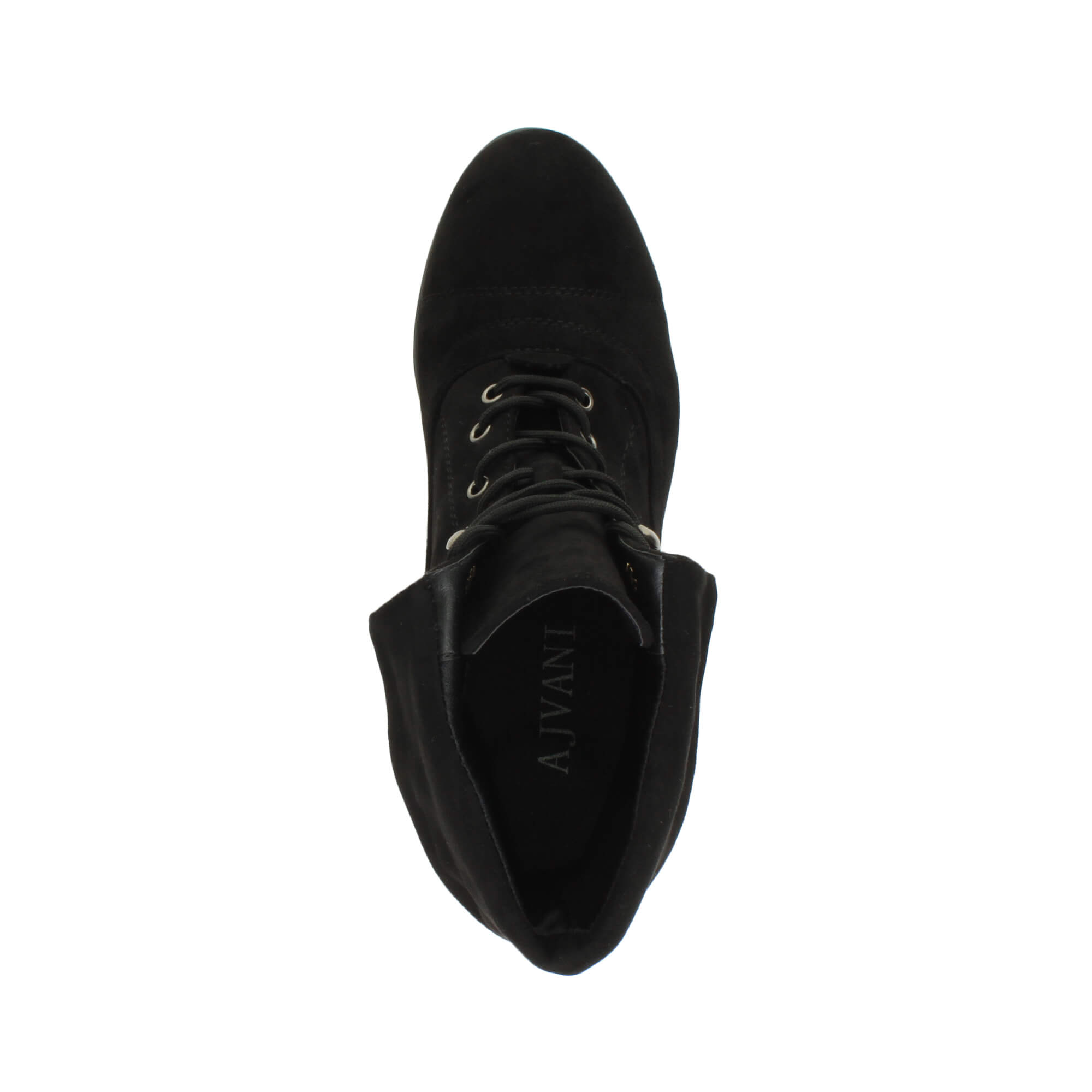 Black AJVANI Black Mid Cuban Heel Pixie Granny Ankle Boots, Image 6 of 7