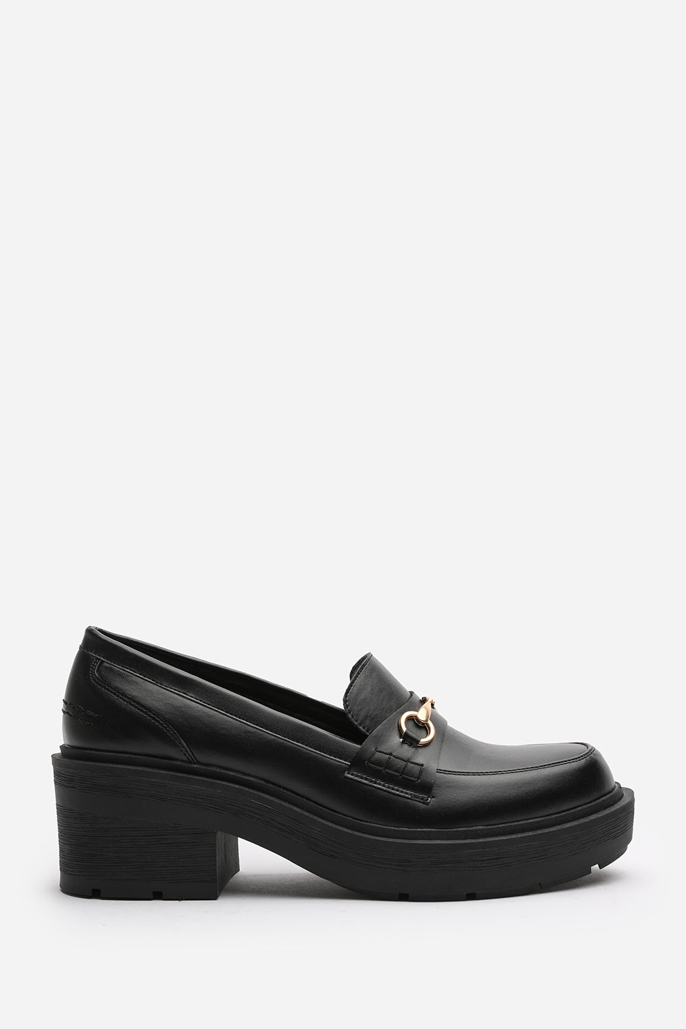 Black Jennifer Chunky Loafers With Metallic Accent, Image 2 of 5