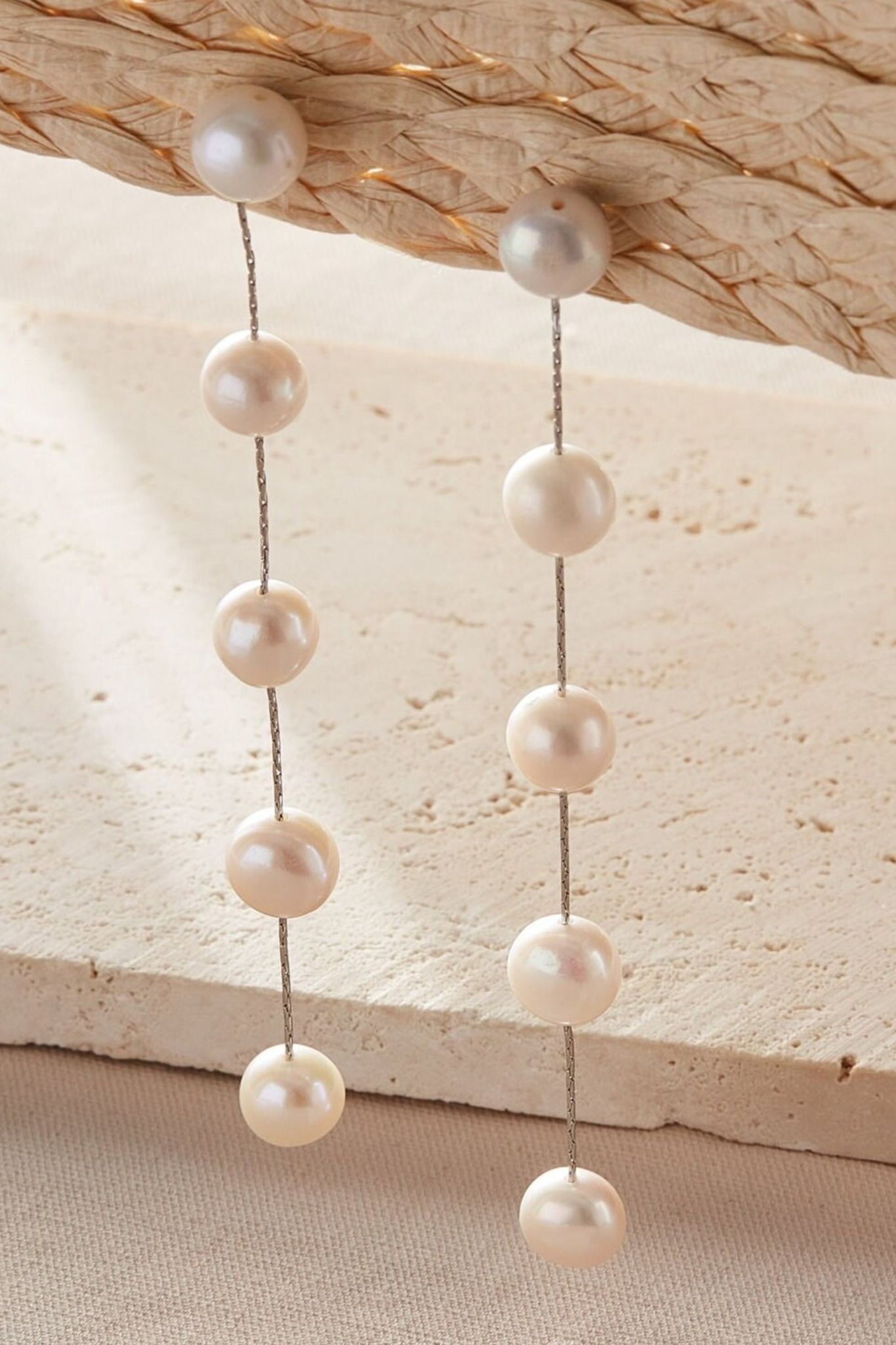 Silver Mia Gioielli Silver Freshwater Pearl Drop Earrings, Image 3 of 3