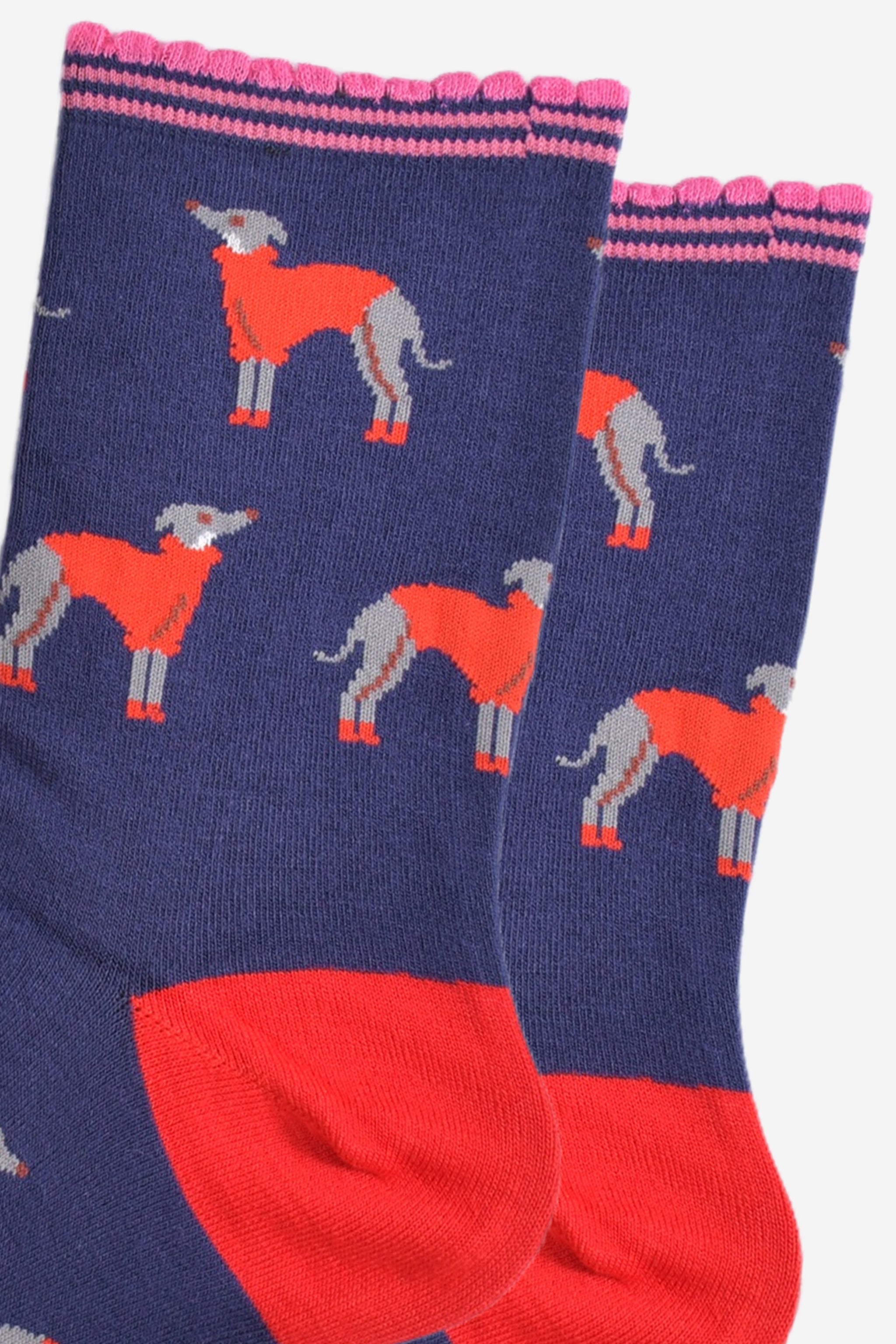 Blue Greyhound Dog Bamboo Socks, Image 3 of 5