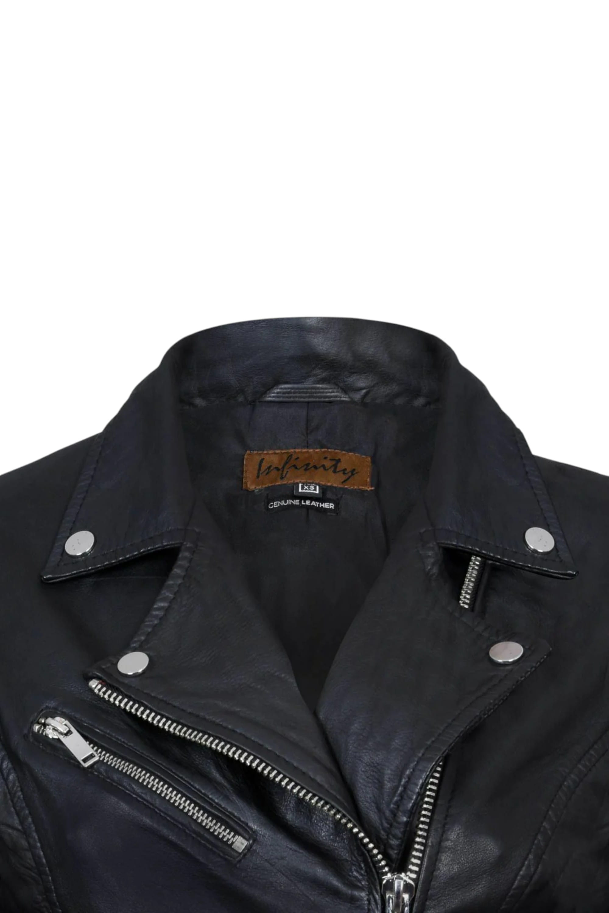 Black Leather Brando Biker Jacket -Loughton, Image 4 of 4