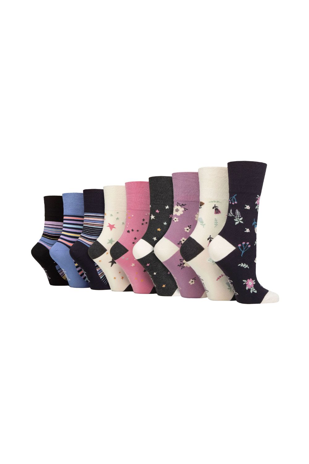 Beige 9 Pairs NON ELASTIC Soft Bamboo Socks, Image 1 of 3