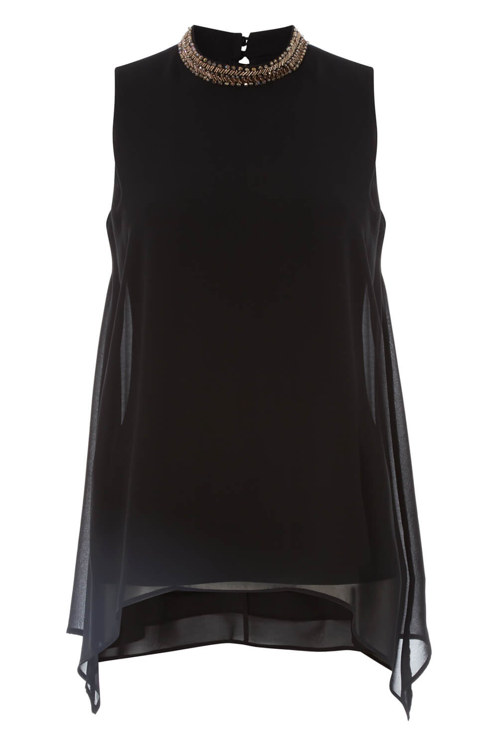 Black Embellished High Neck Top, Image 6 of 5