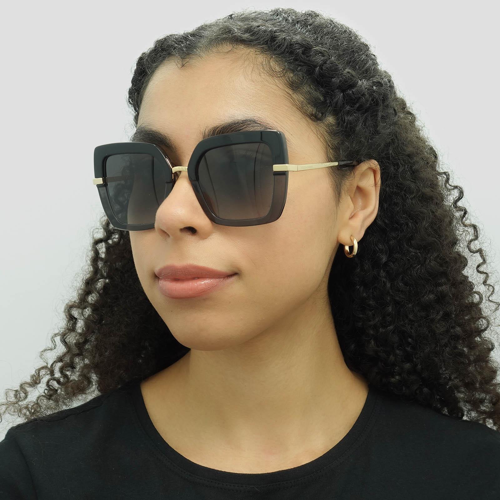 Black Square Top Black on Transparent Black Grey Gradient Sunglasses, Image 6 of 6
