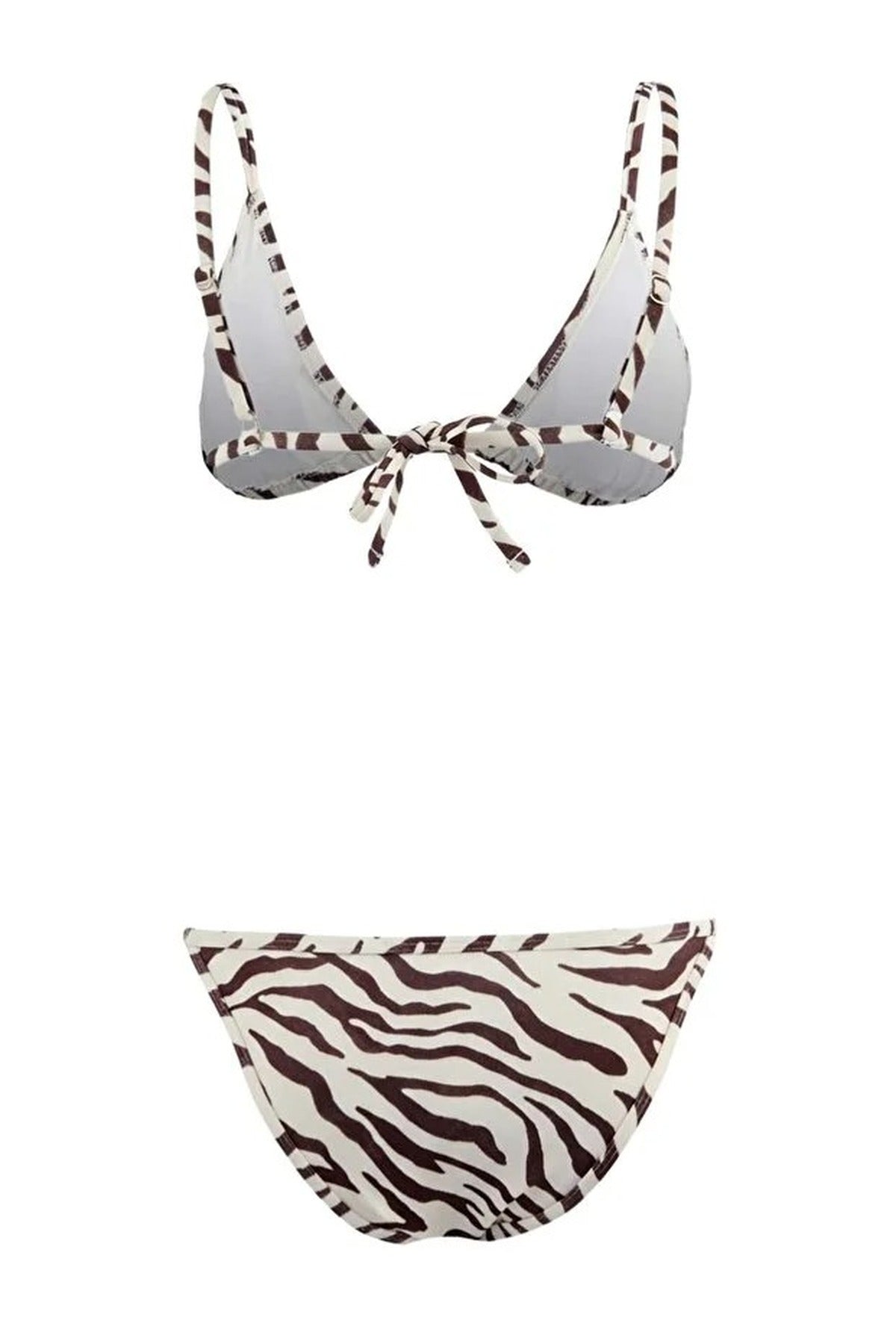 Multi Triangle Bikini Set with Tie Side Skirt Detail, Image 2 of 2