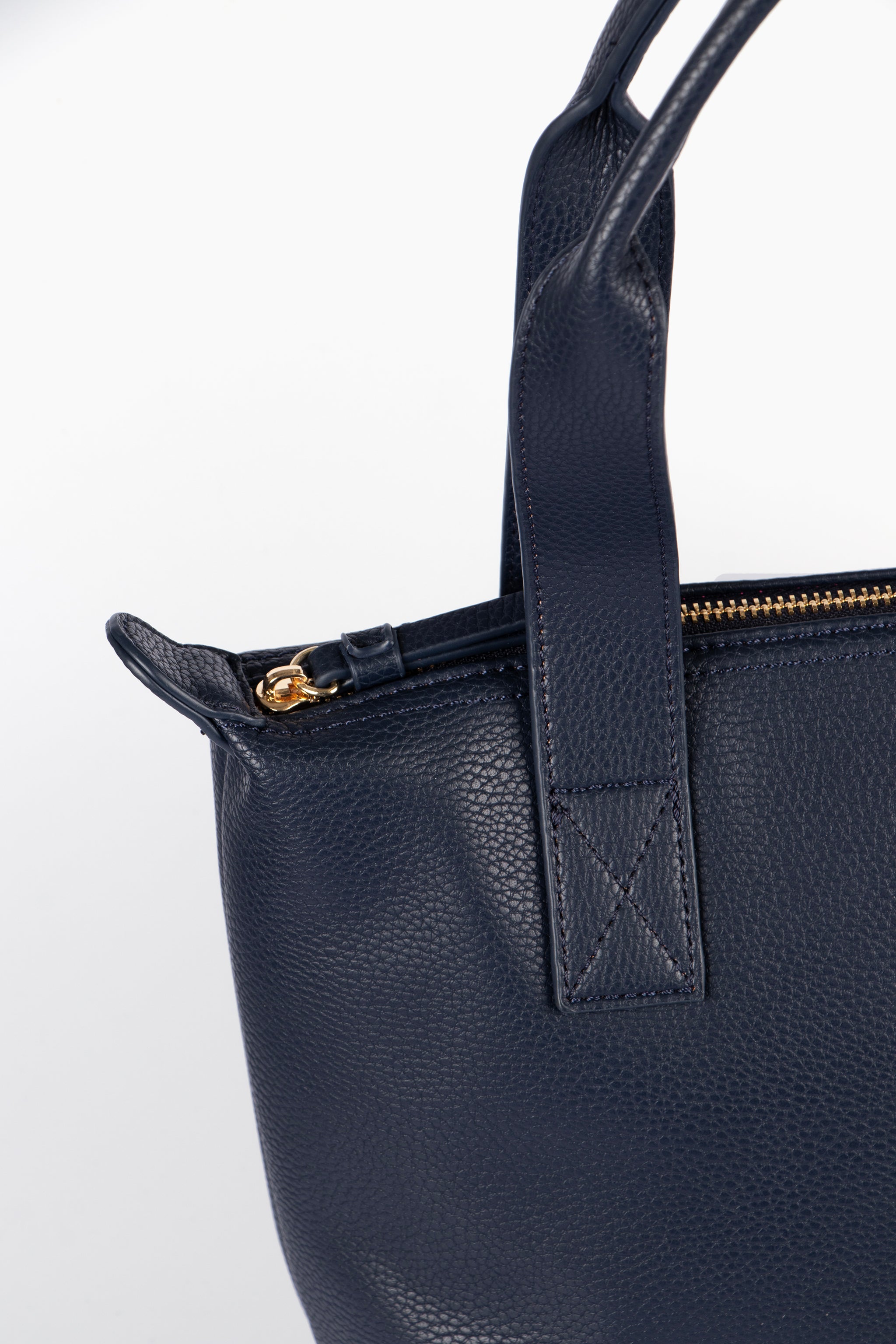 Navy Blue Etre Navy Blue Medium Faux Leather Tote Bag, Image 2 of 3