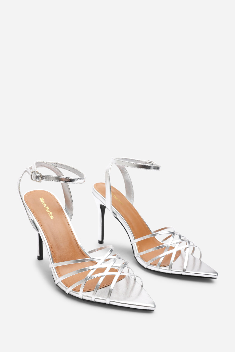 Silver 'Patricia' Strappy Stiletto Heels, Image 4 of 6