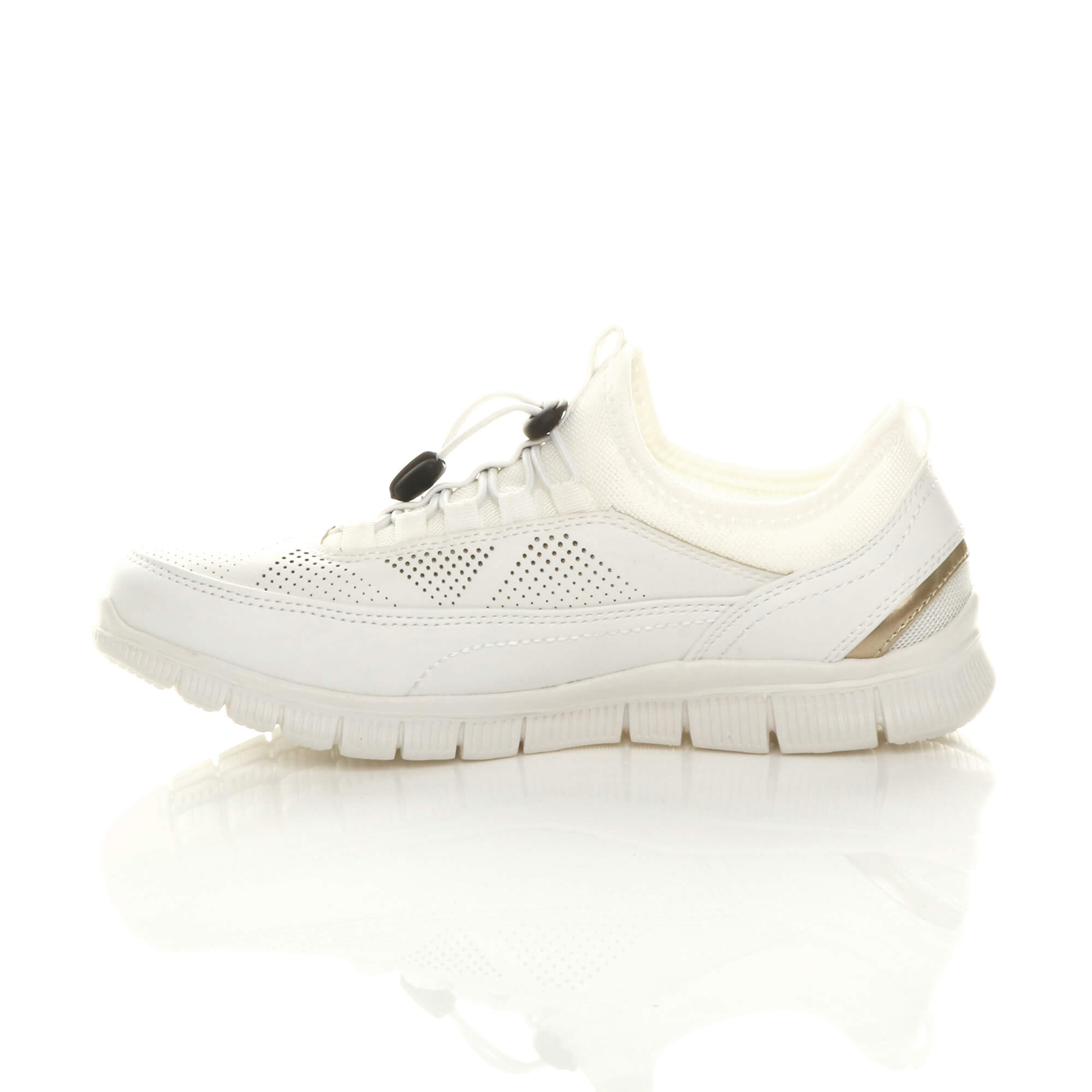 White AJVANI White Lace Up Memory Foam Trainers, Image 3 of 6