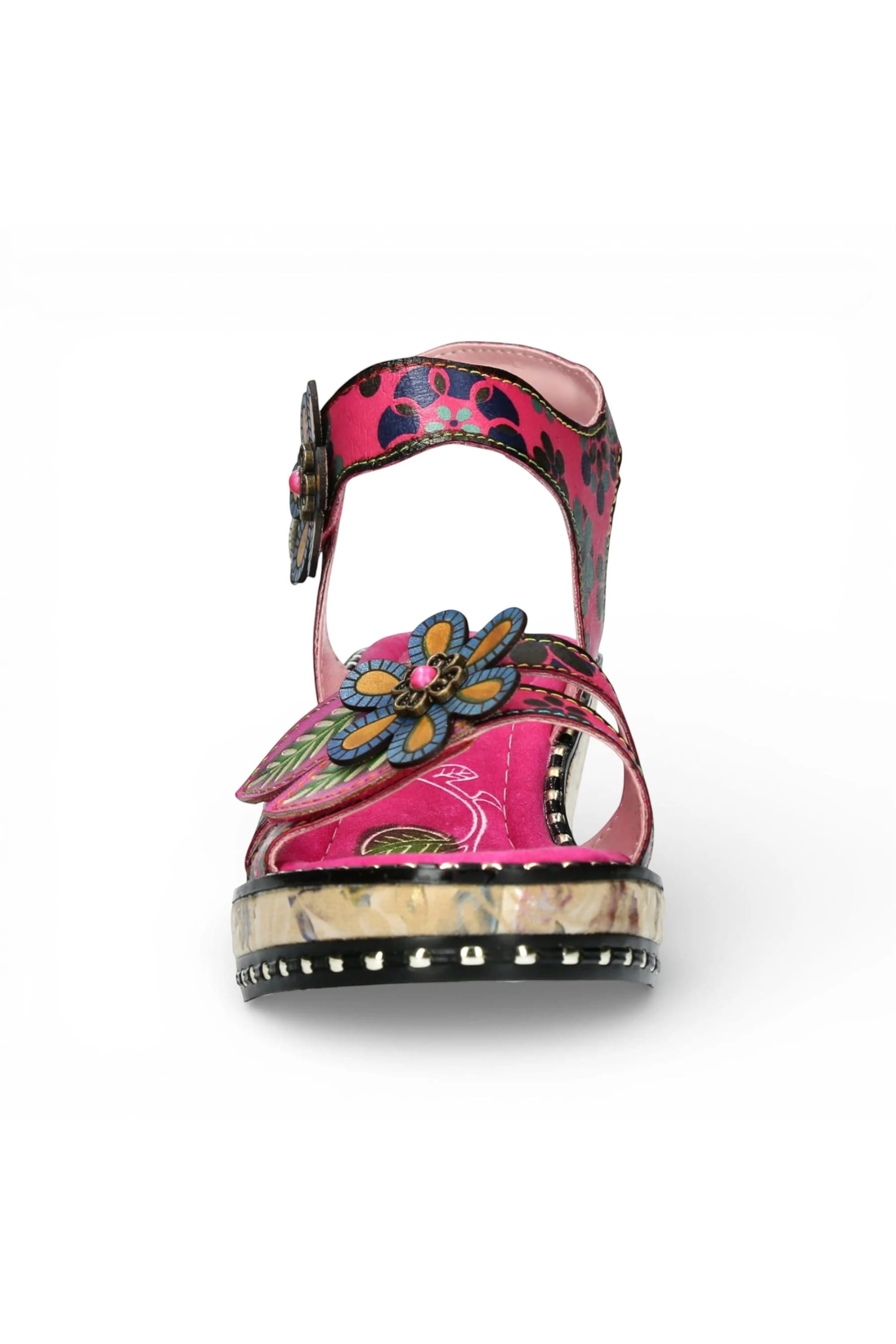 Pink Womens Floral Wedge Espadrille-BALLON-08, Image 4 of 7