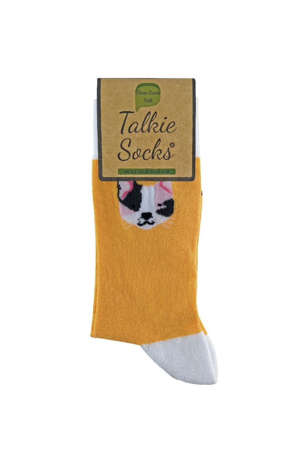 Yellow 1 Pack Ladies Novelty Cat & Dog Patterned Socks, Image 2 of 5