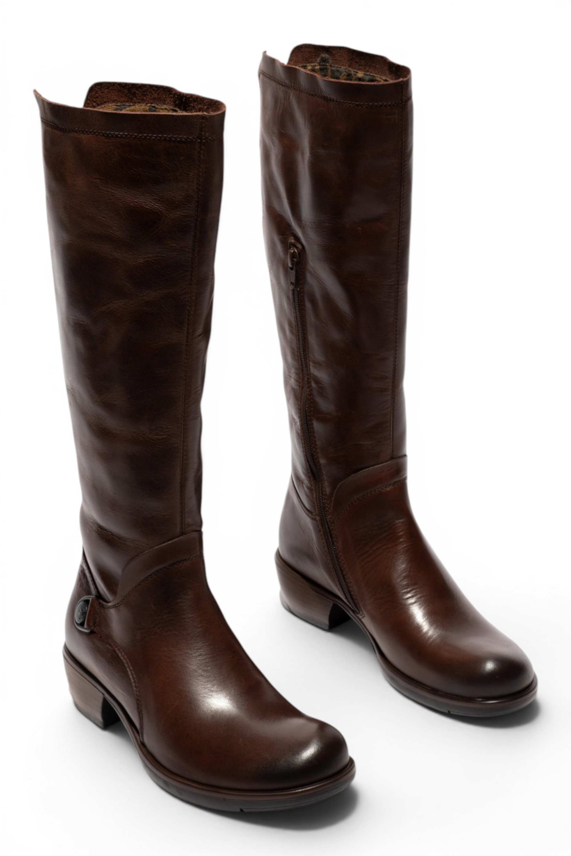 Brown Womens Leather Riding Long Boots-MISTRY, Image 2 of 5
