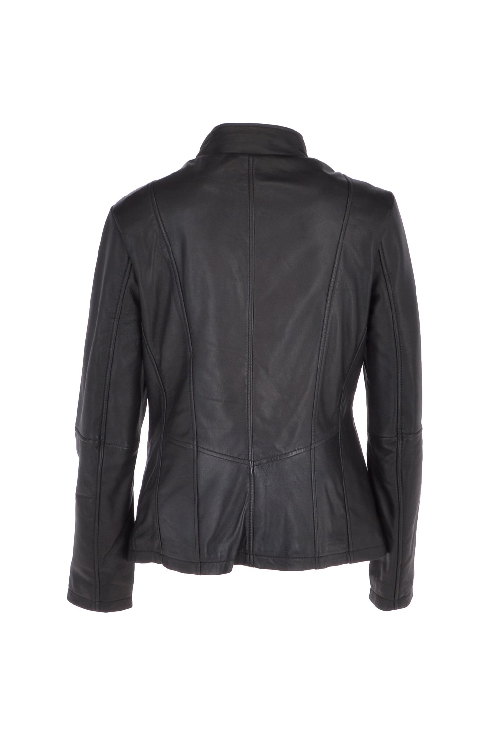 Black Ashwood Leather Black 'Isla' Real Leather Mandarin Collared Jacket, Image 3 of 4
