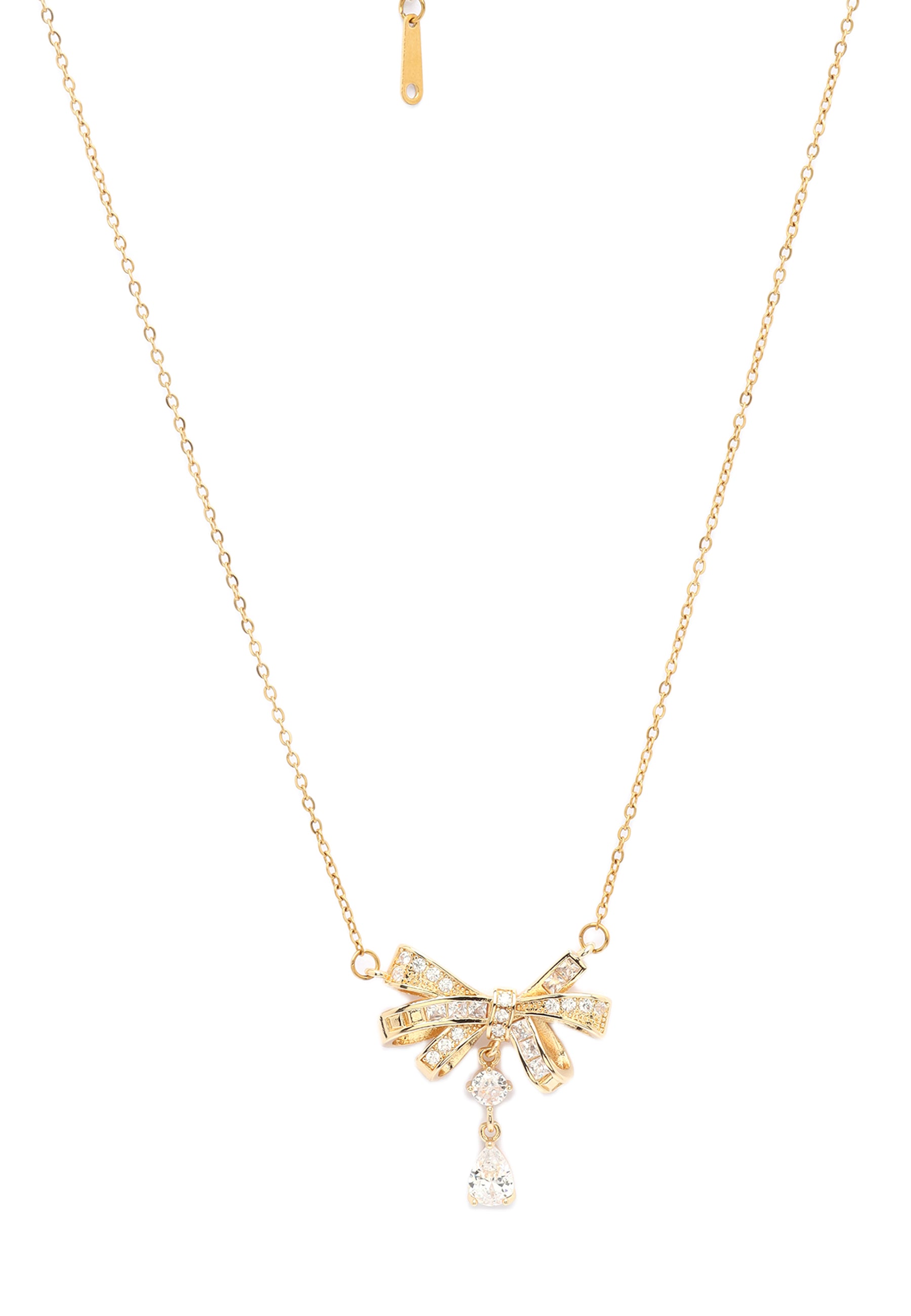 Metallic Golden Bow Necklace