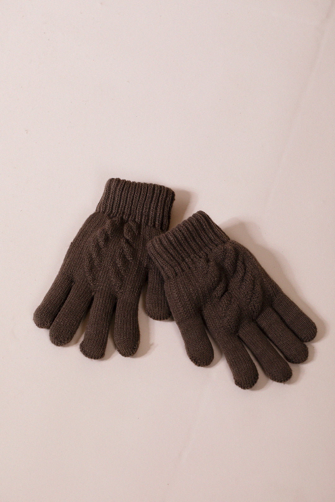 Brown SVNX Brown Touch Screen Cable Knit Gloves - Fleece Lined, Image 4 of 4