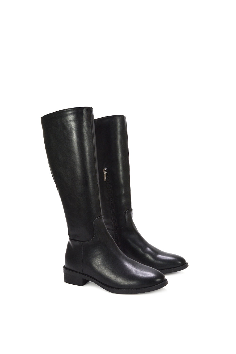 Black 'Lucia' Low Block Heel Knee High Riding Boots, Image 5 of 6