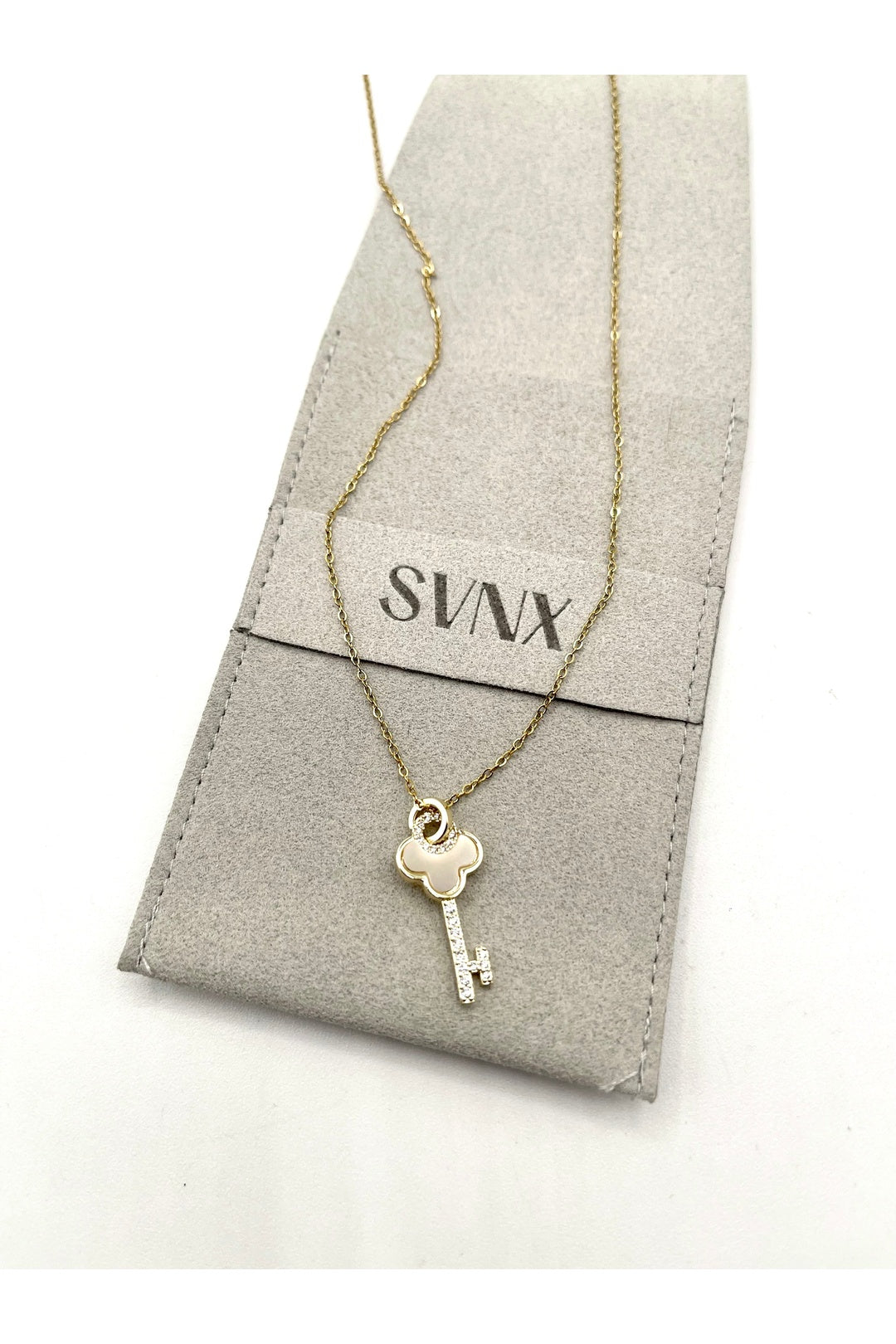 Gold Key Diamante Pendant Necklace, Image 1 of 4