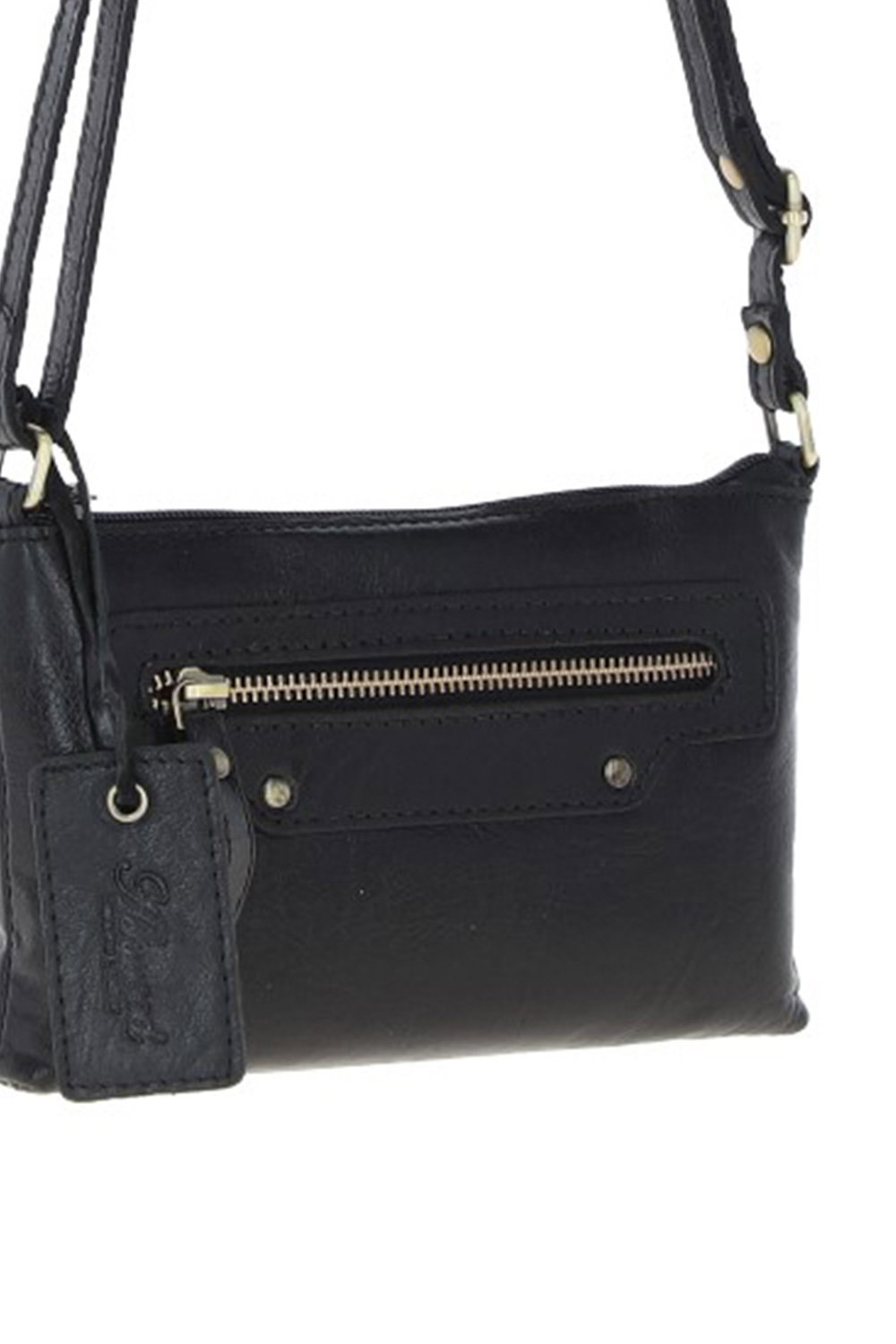 Black Genuine Leather Crossbody Bag, Image 3 of 6