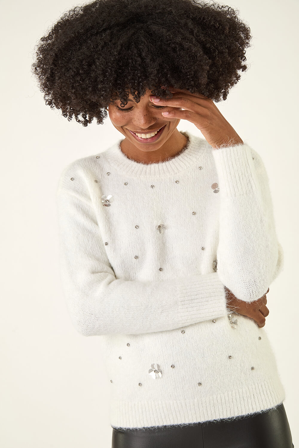 Ivory Sparkly Knit Jumper, Image 1 of 5