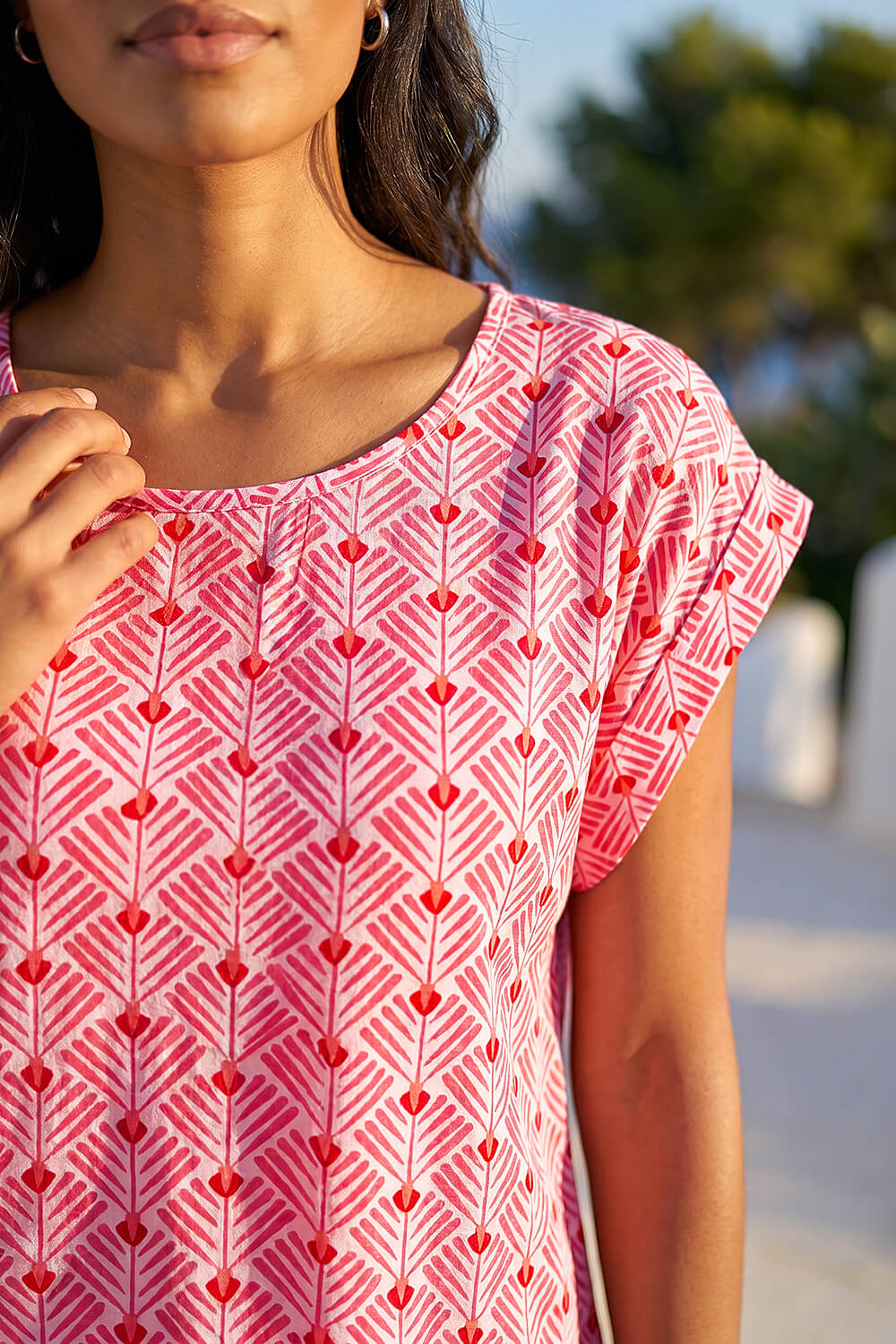 Pink Geometric Print Shell Top, Image 5 of 4