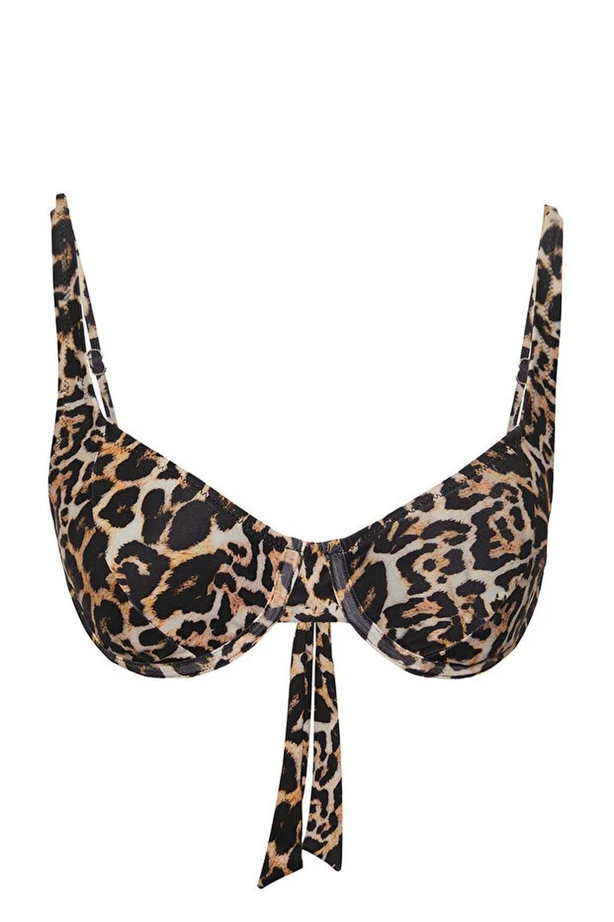 Multi WOVCOR Multi Leopard Print Padded Bikini Top, Image 2 of 5