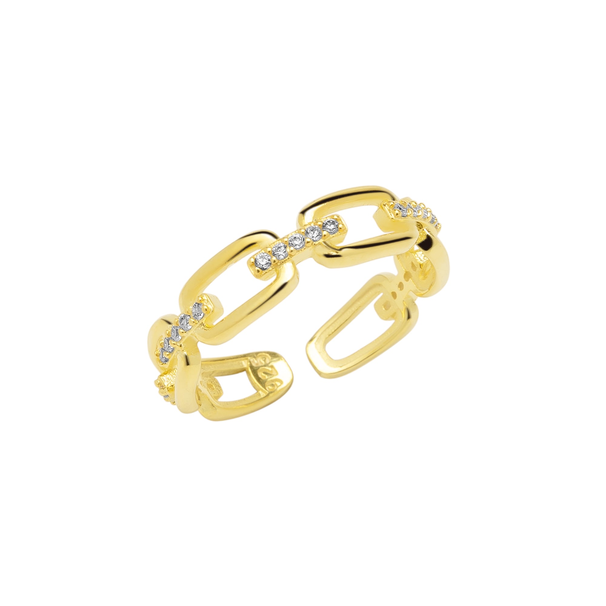 Gold Spero Gold Sterling Silver Pave Chain Ring, Image 1 of 6