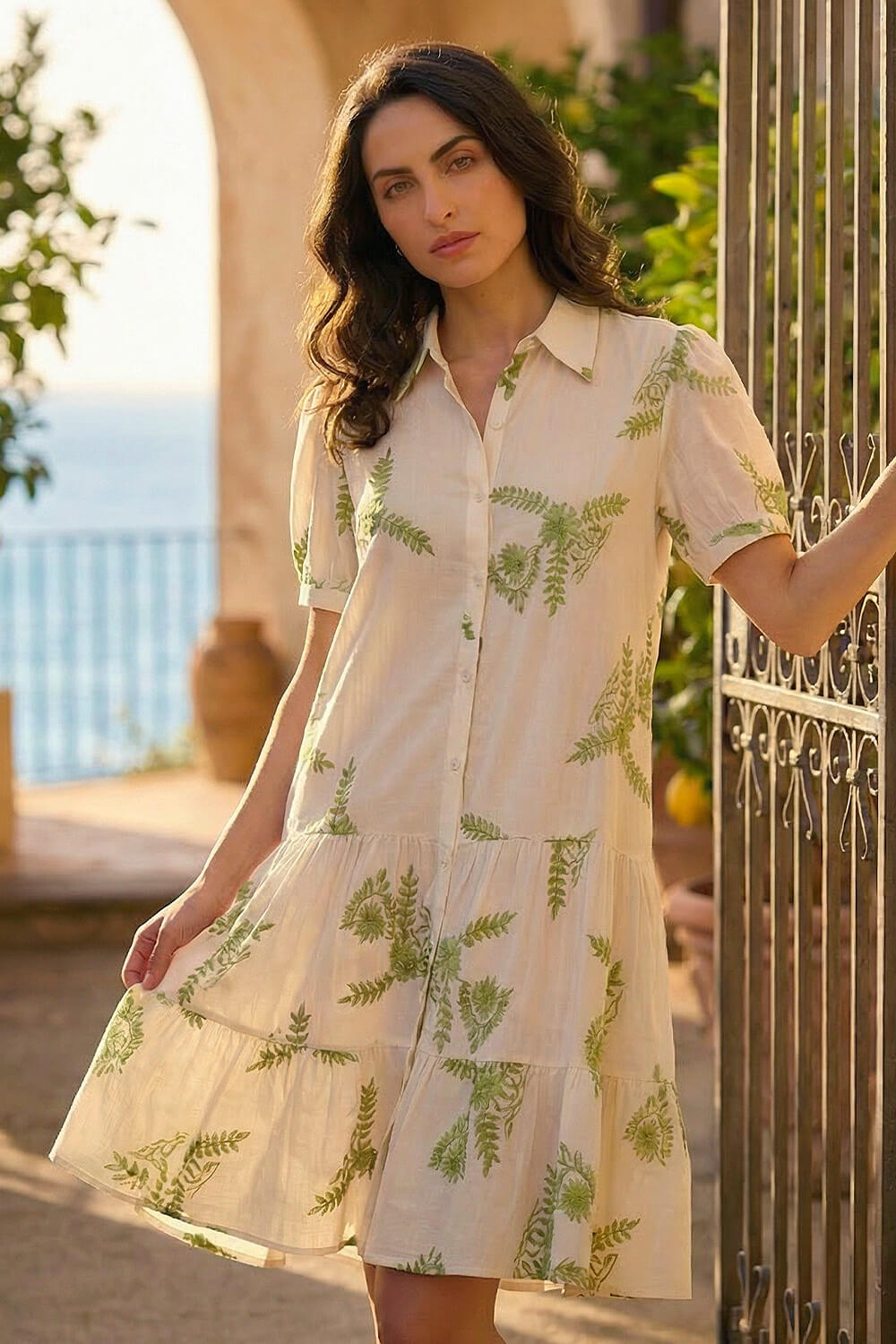 KHAKI Dusk Embroidered Tunic Dress, Image 3 of 4