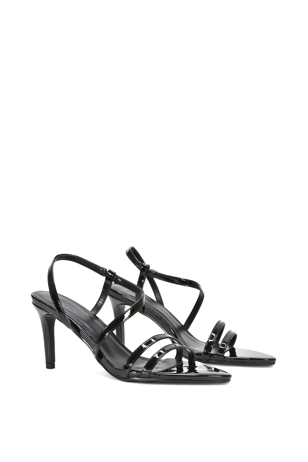 Black XY LONDON Black 'Theodora' Strappy Pointed Toe Stiletto Heel Sandal Shoes, Image 3 of 5