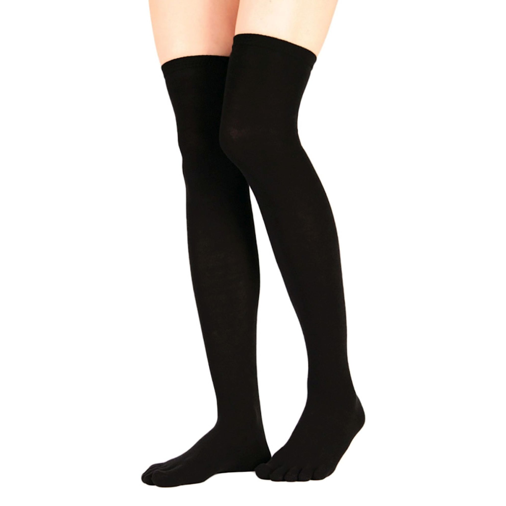 Black Over The Knee Moisture Wicking Toe Socks, Image 4 of 5