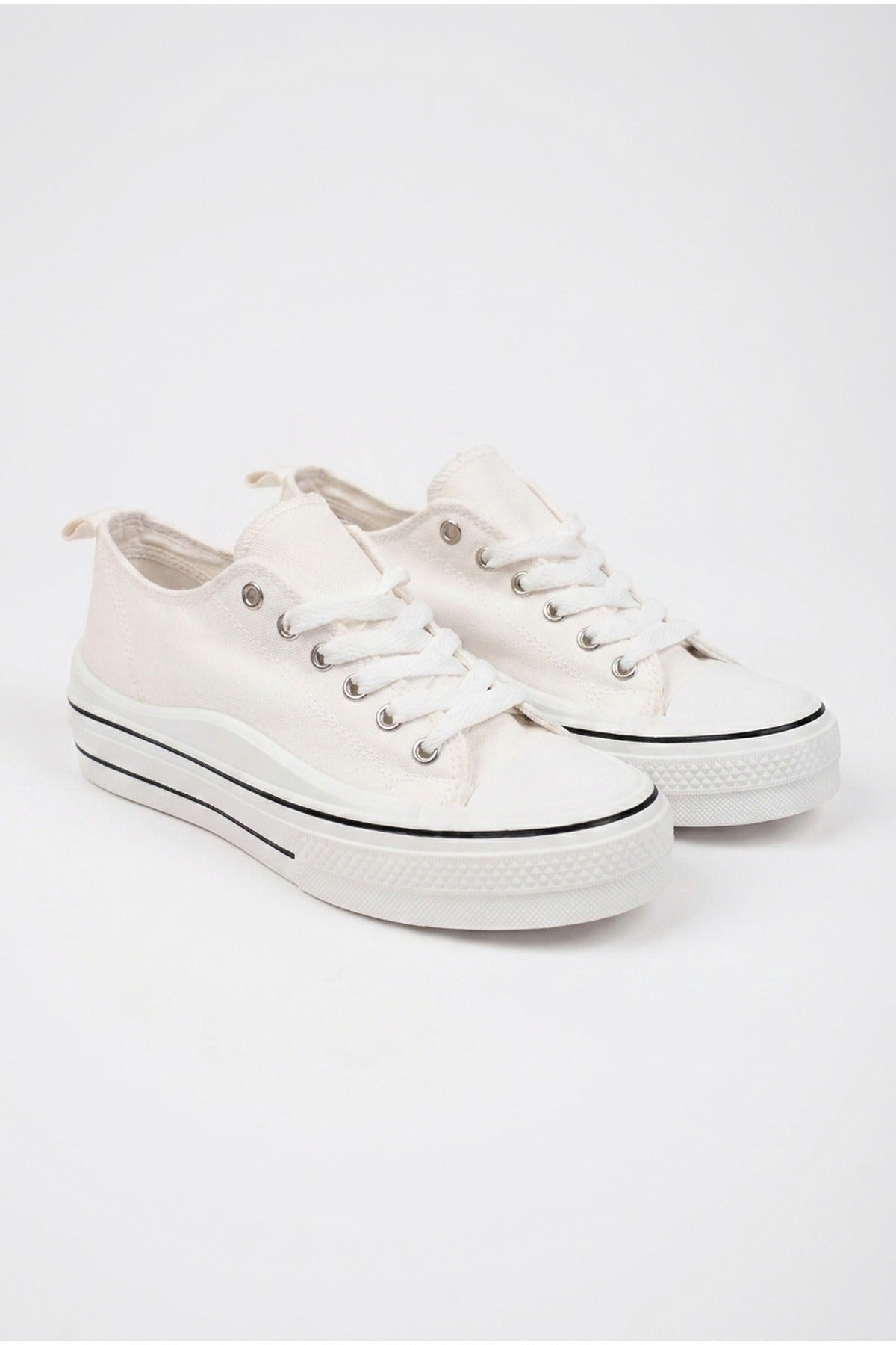 White iKrush White Saoirse Low Top Canvas Trainers, Image 2 of 8