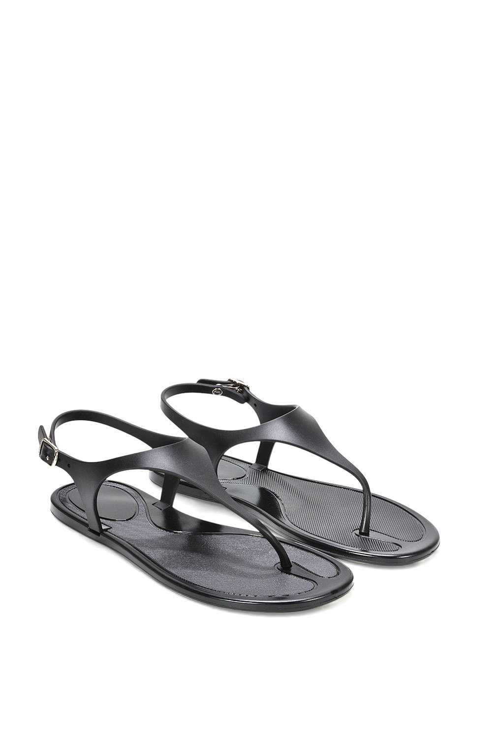 Black XY LONDON Black 'Kaylee' Jelly T-Bar Strappy Flat Jelly Sandals With Toe Post, Image 4 of 5