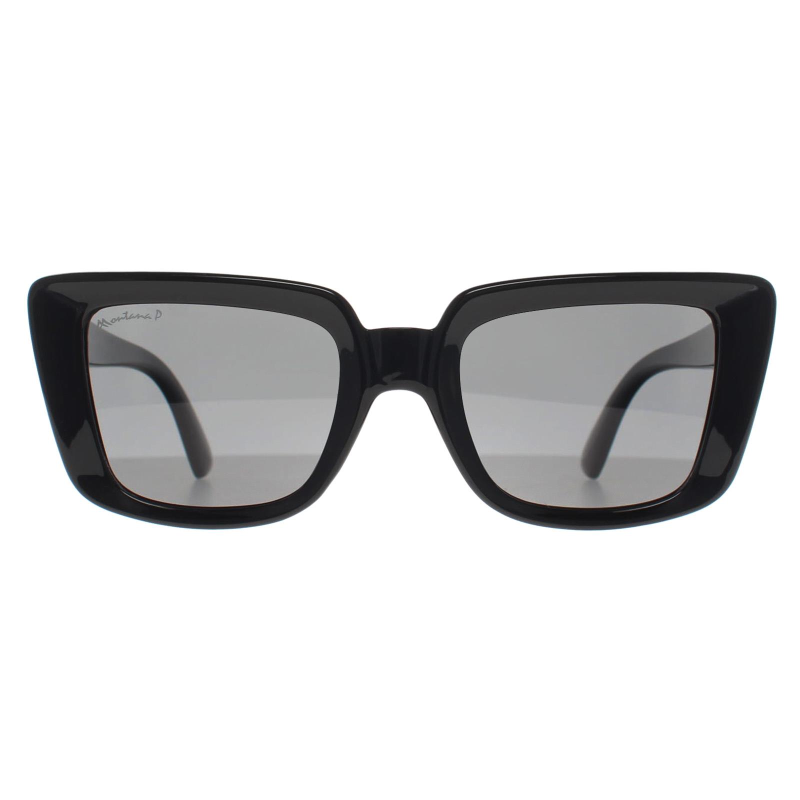 Black Montana Black Rectangle Shiny Black Smoke Polarized MP193, Image 1 of 4