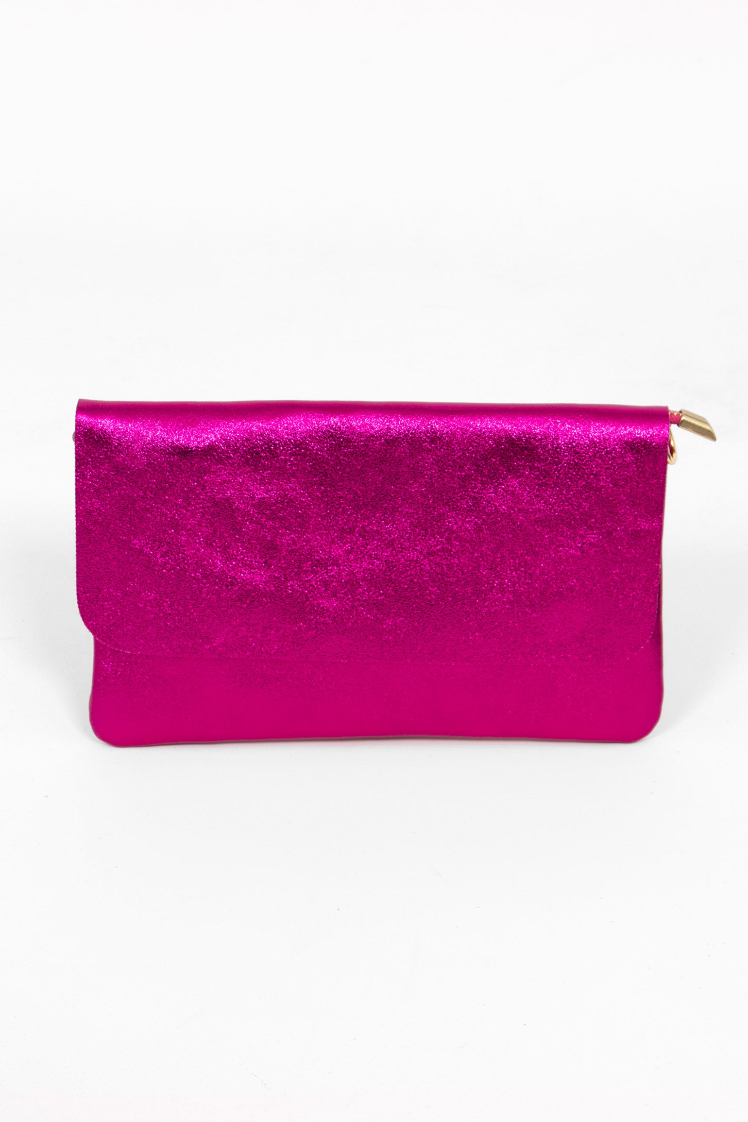 Pink Sarta Pink Metallic Italian Leather Clutch Bag, Image 1 of 3