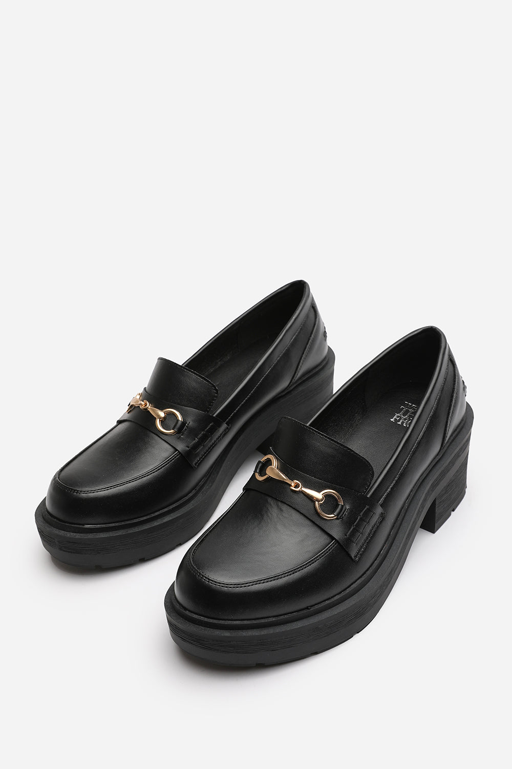 Black Jennifer Chunky Loafers With Metallic Accent, Image 3 of 5