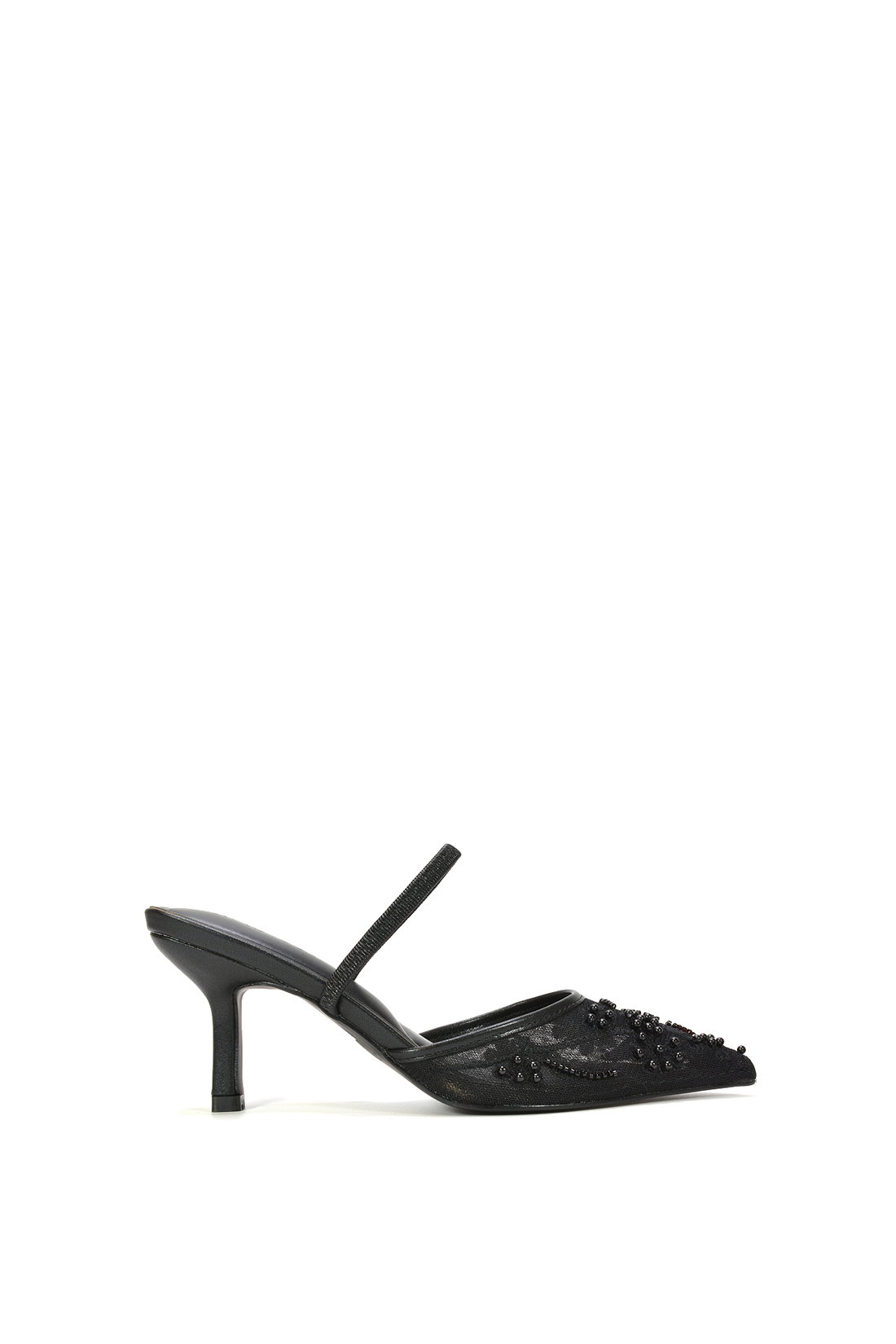 Black Embroidered Slingback Mesh Court Shoes, Image 1 of 6
