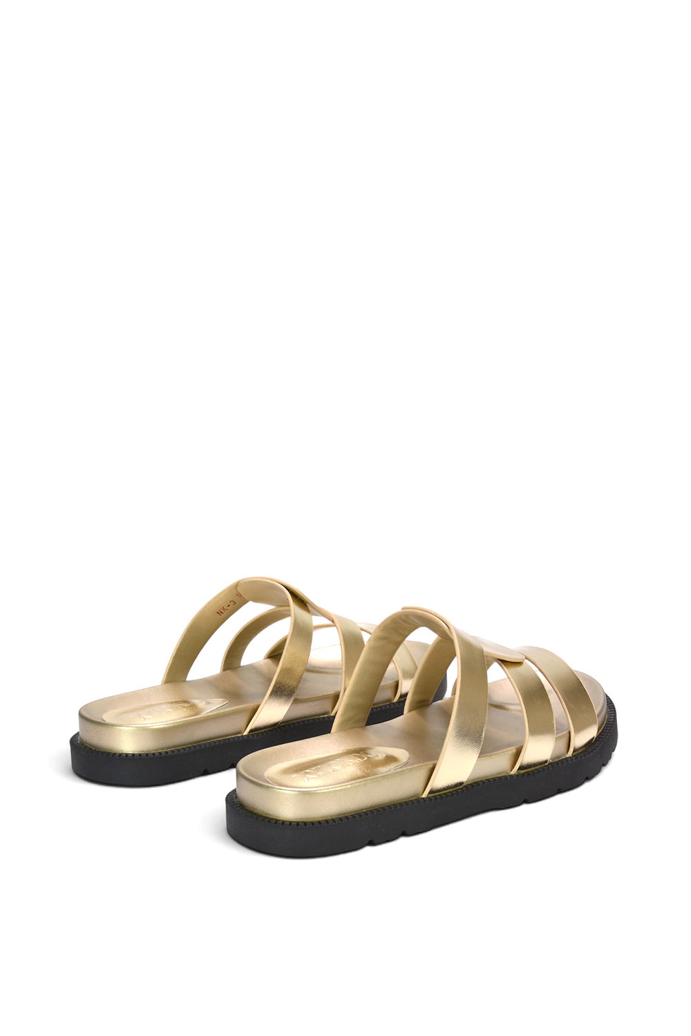 Gold XY LONDON Gold 'Aurelia' Flat Slider Sandals With Comfortable Footbed, Image 4 of 6