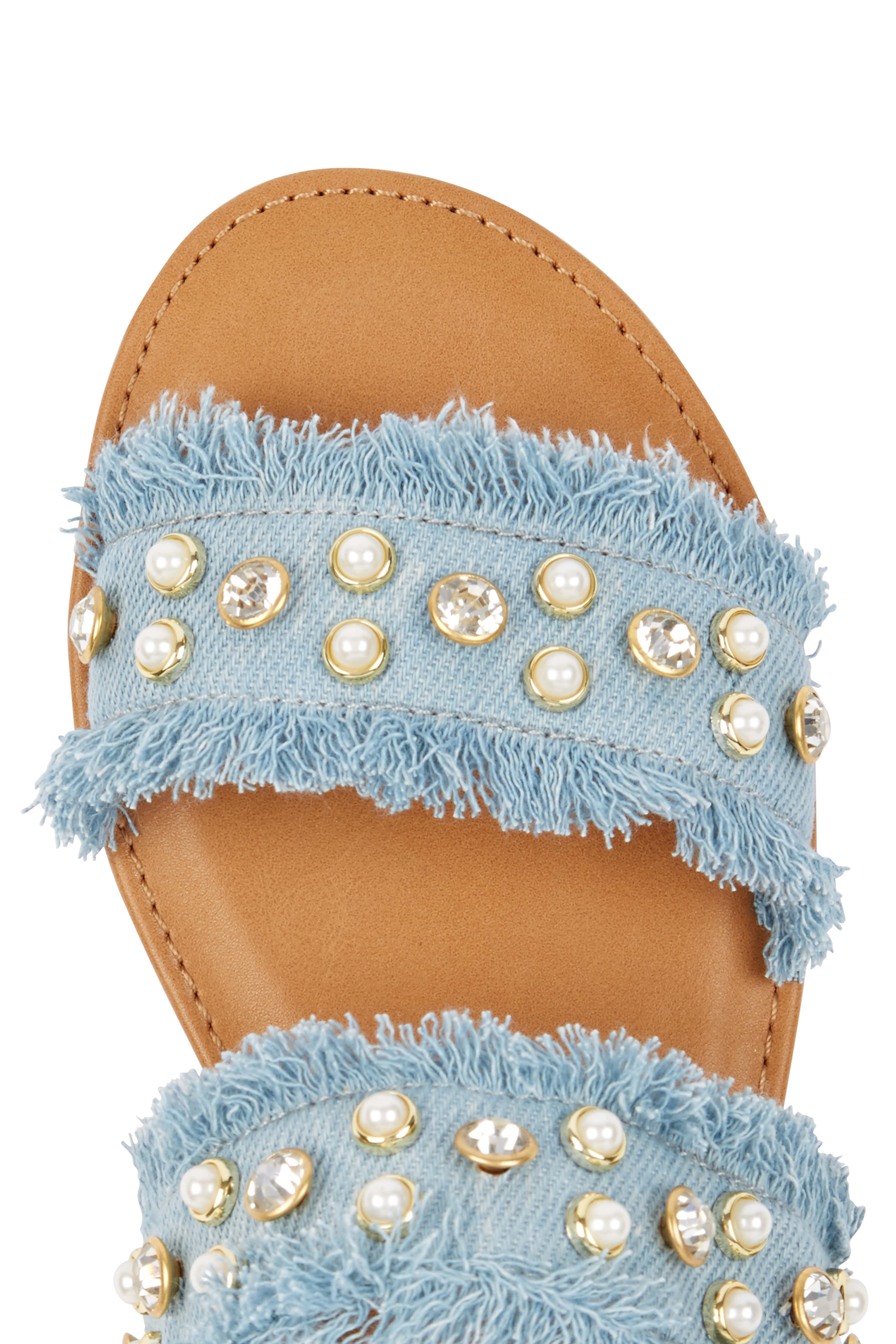 Blue Denim Pearl Sandal, Image 5 of 5