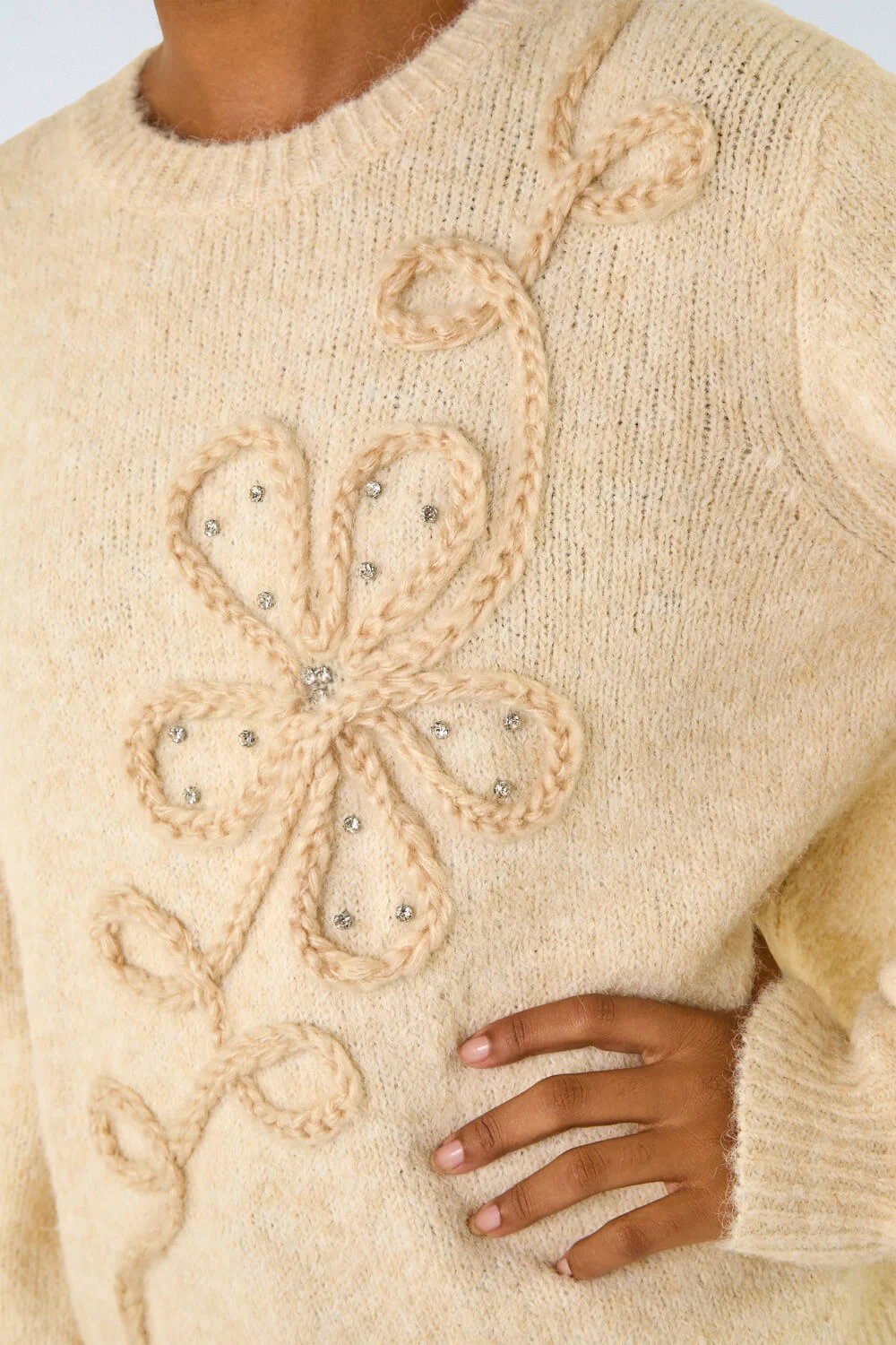 Ivory  Cornelli Floral Knit Jumper, Image 7 of 6