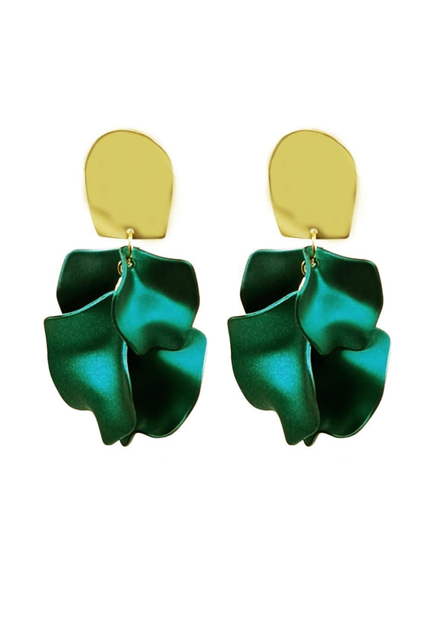 Green AVANT-GARDE PARIS Green Petals Earrings, Image 2 of 4