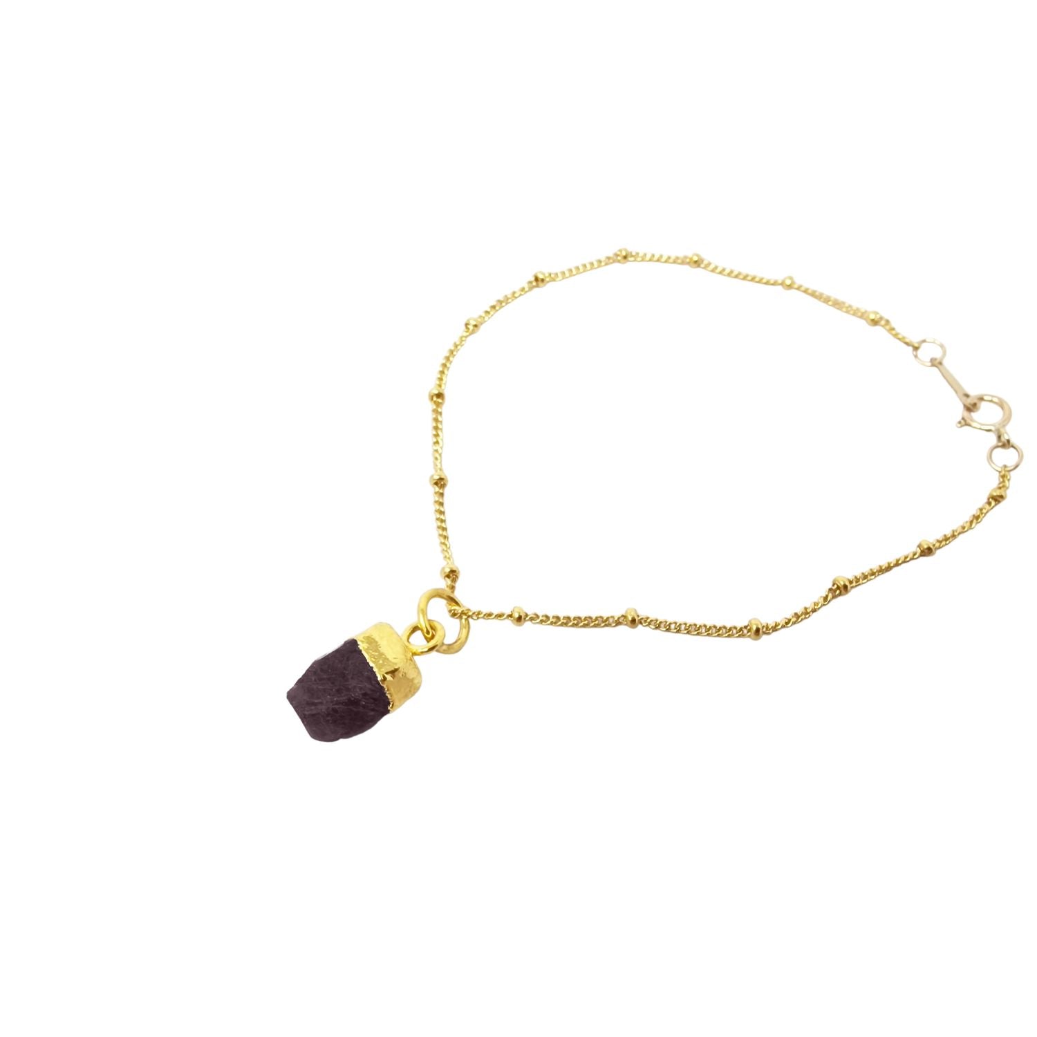 Red Raw Garnet January Birthstone Gold Plated Bracelet