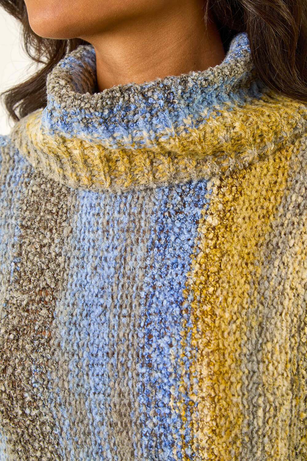 Blue Boucle Stripe Cowl Neck Jumper, Image 6 of 5