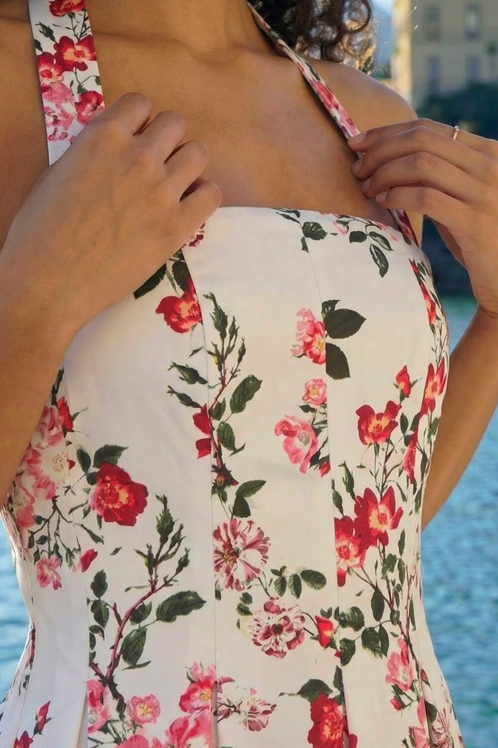 Ivory Petite Floral Stretch Midi Dress, Image 6 of 6