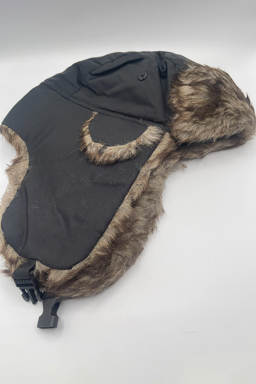 Black Tapper Hat with Faux Fur Lining, Image 4 of 4