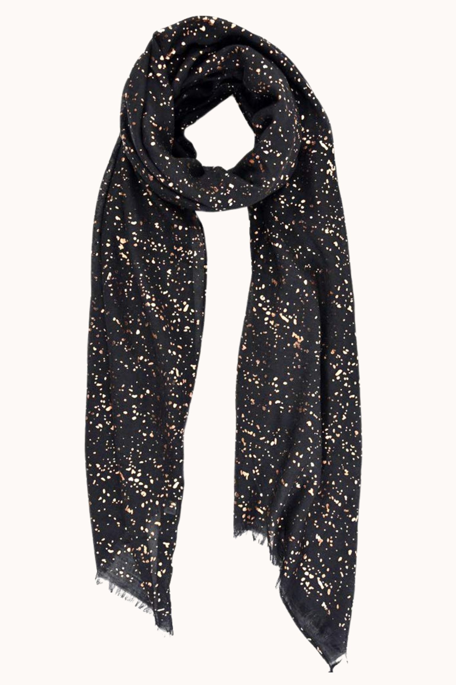 Black Gold Speckle Lightweight Foil Scarf, Image 1 of 1