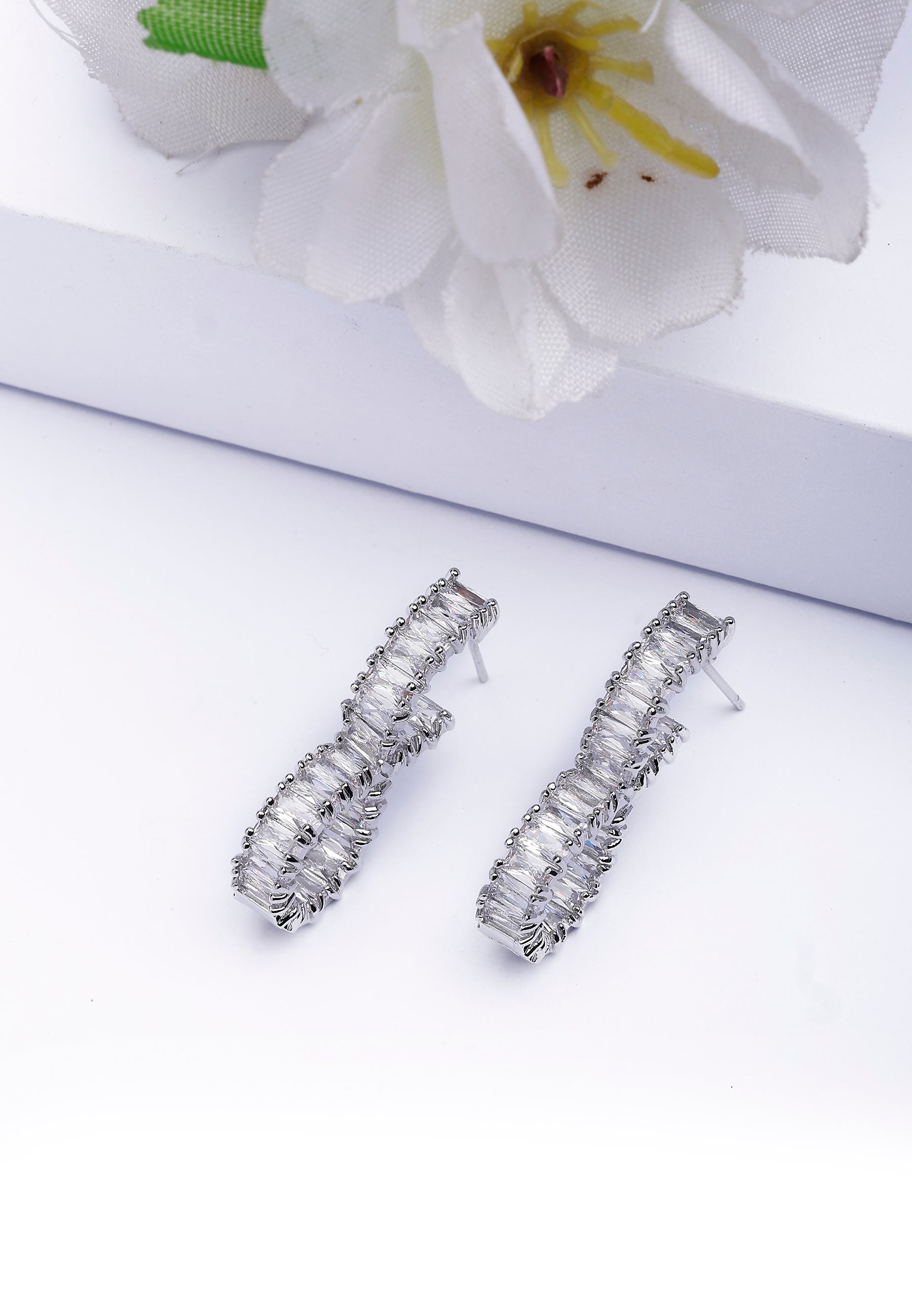 Silver Lustrous Bow Stud Earrings, Image 2 of 5